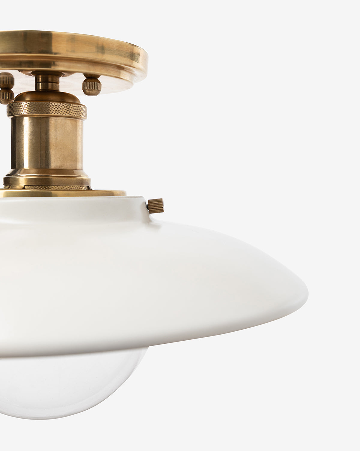 Dara Flush Mount Light Ceramic Shade Antique Brass Hardware