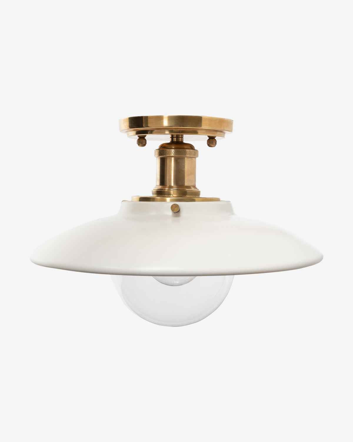 Dara Flush Mount Light Ceramic Shade Antique Brass Hardware