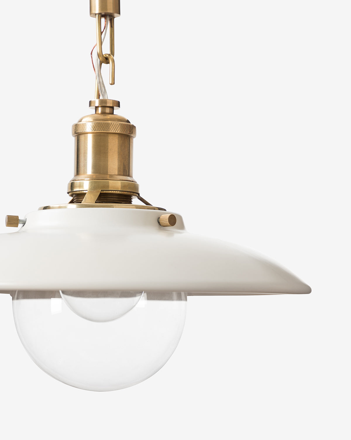 Dario Ceramic Pendant  Antique Brass Hardware, Clear Bulb