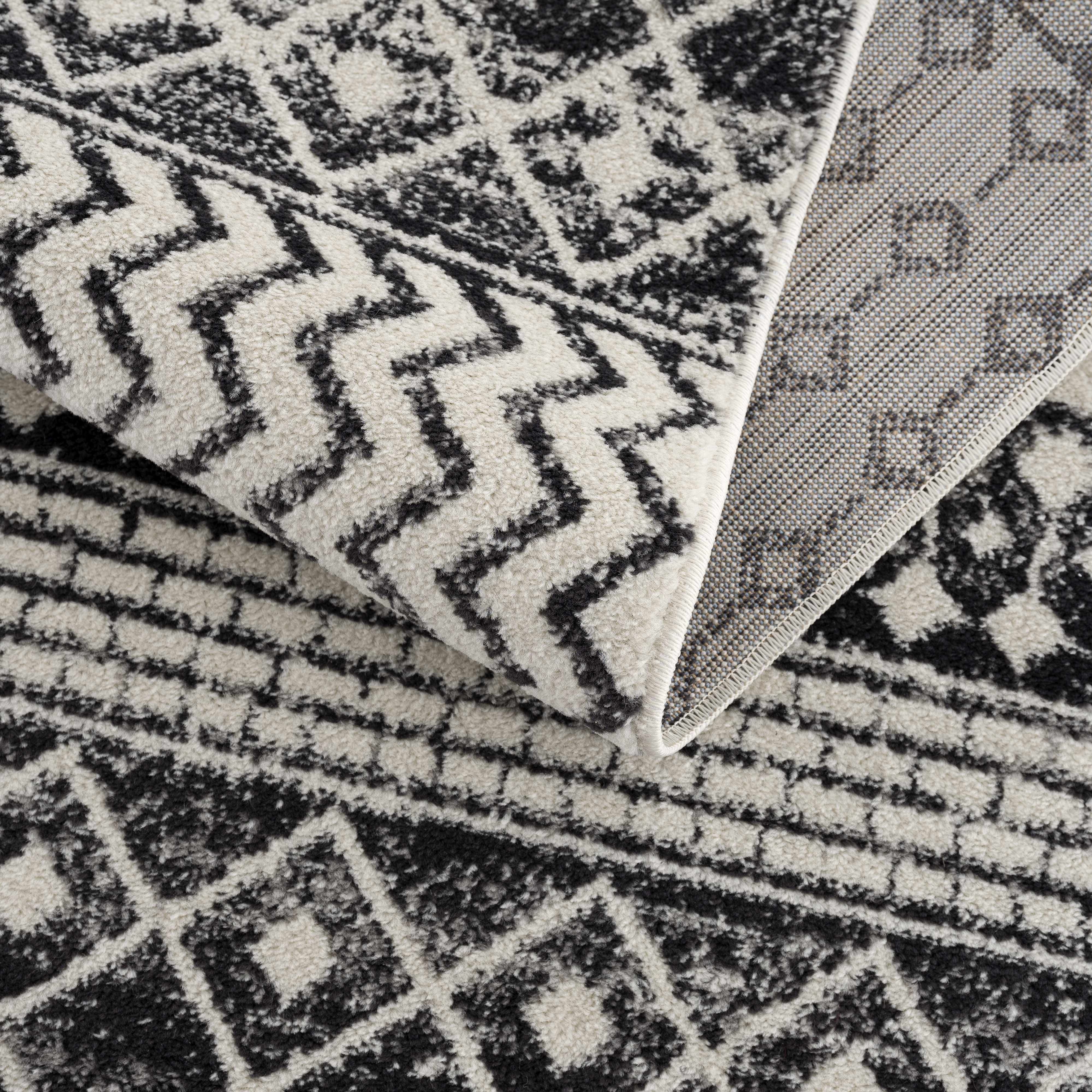 Belo Constantin Area Rug  Machine Woven, Black & White Design