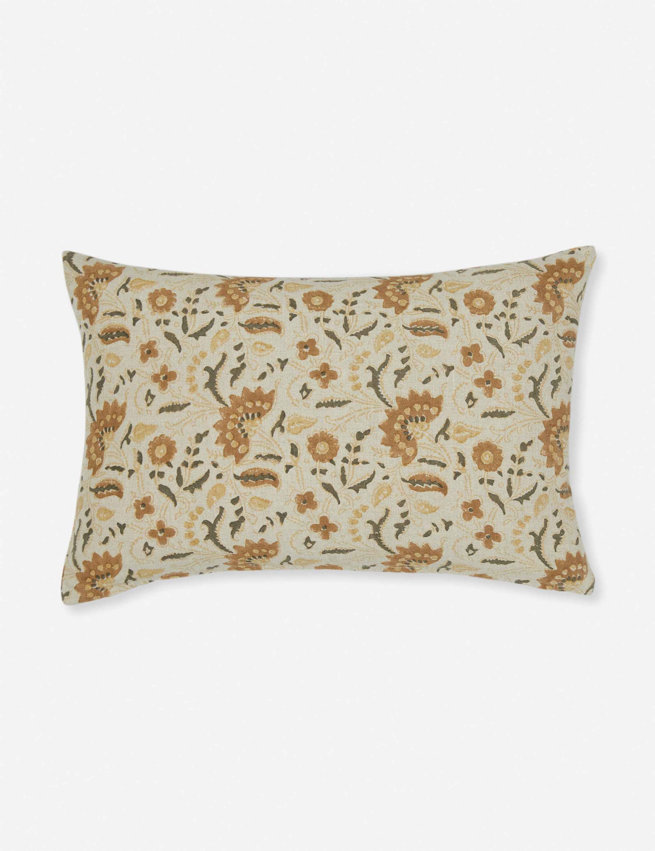 Elysian Linen Pillow | Handmade Block Print, Floral Design