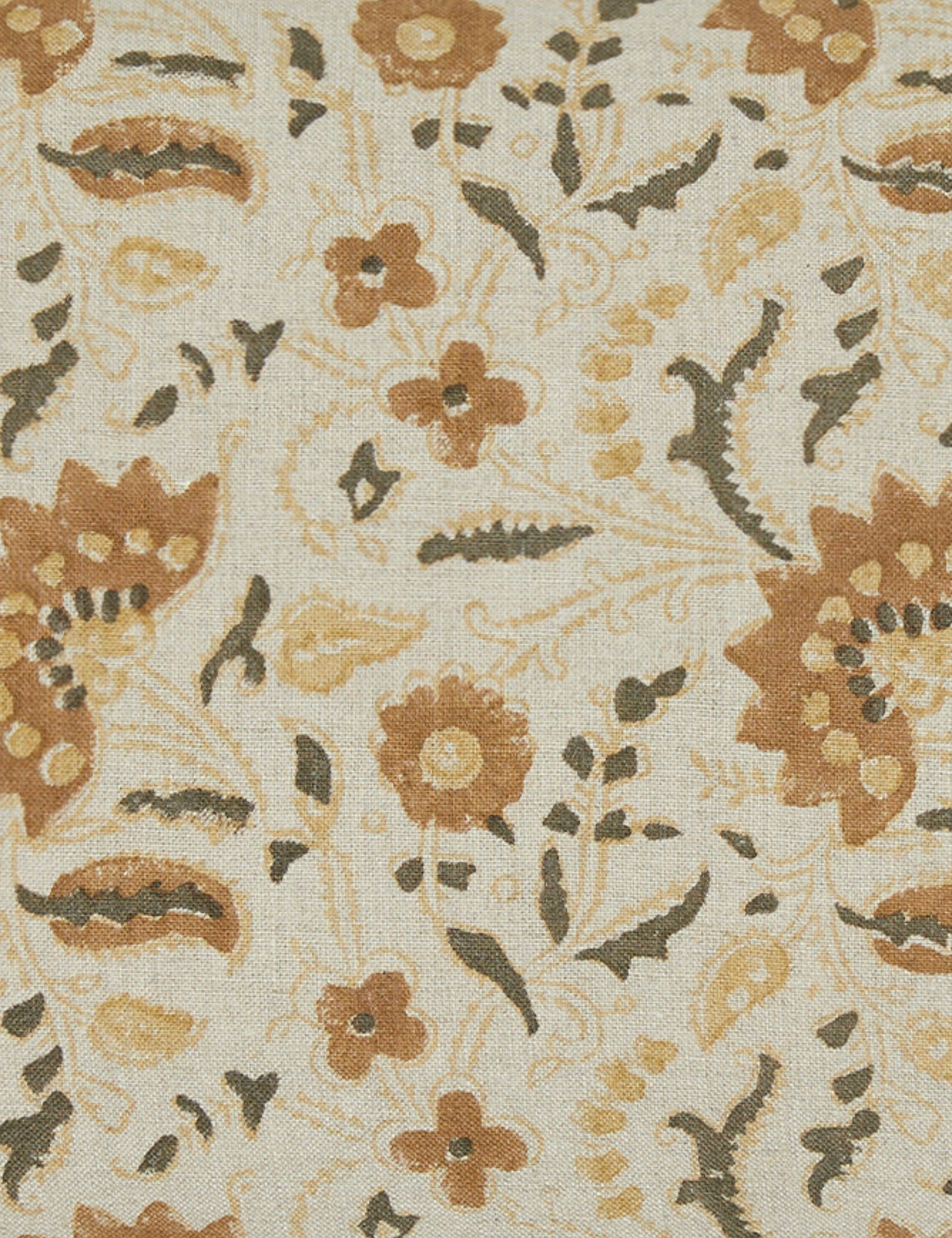 Elysian Linen Pillow | Handmade Block Print, Floral Design