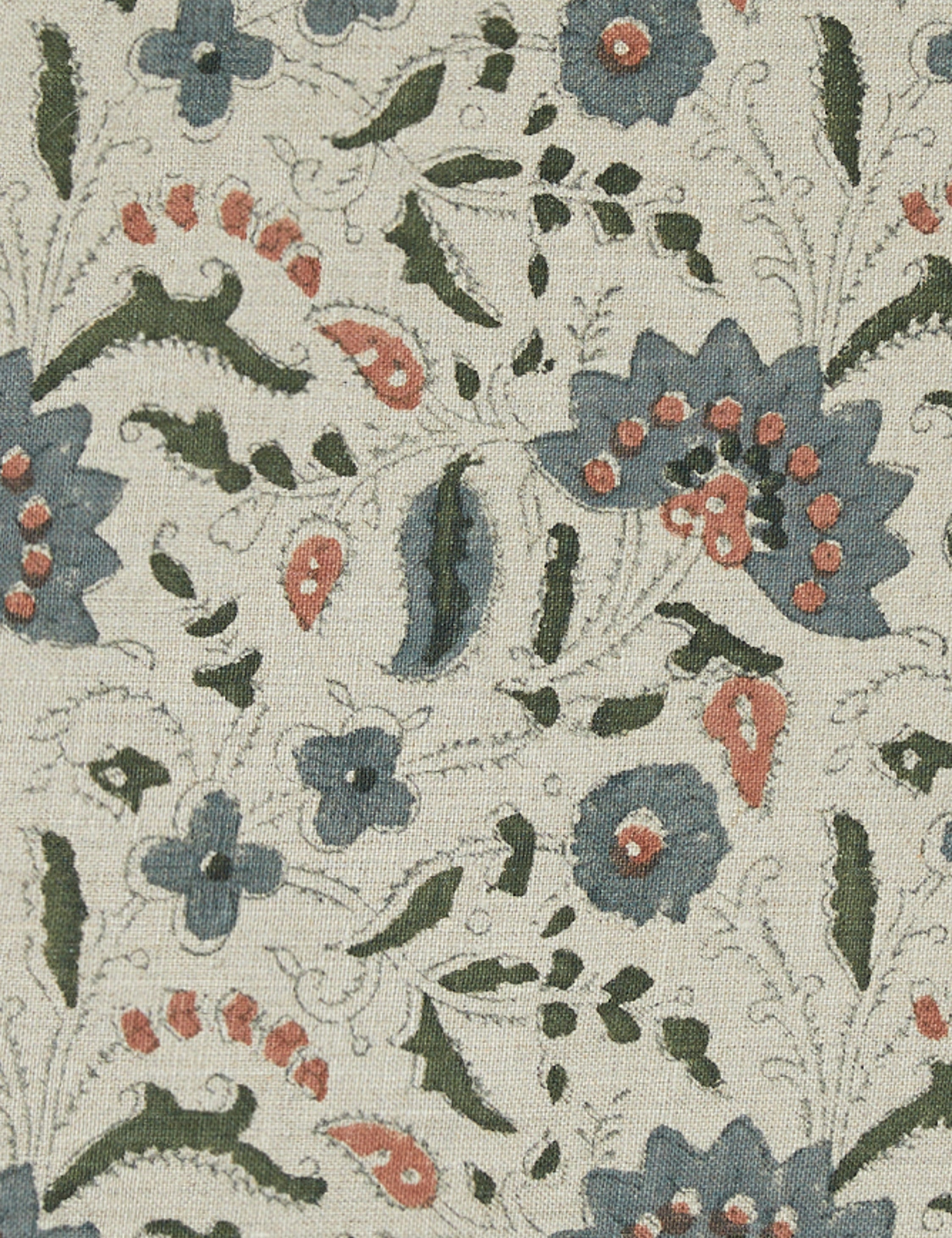Elysian Linen Pillow | Handmade Block Print, Floral Design