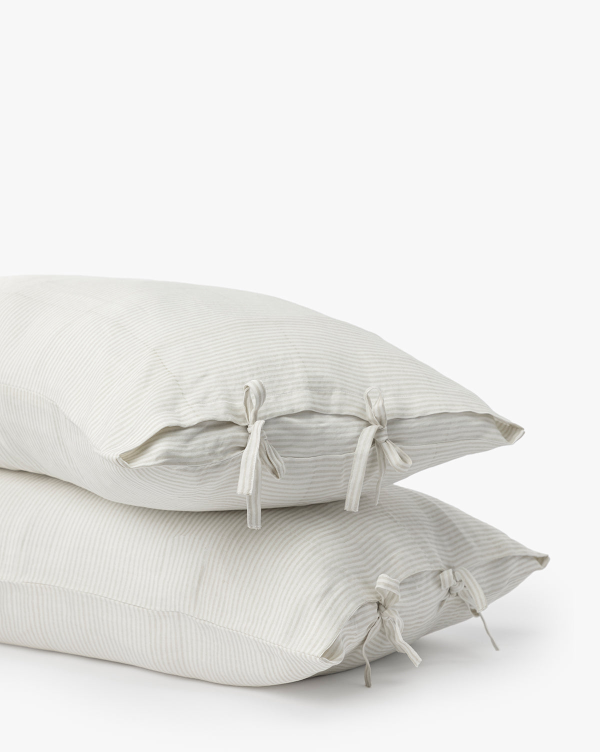 Elysian Striped Shams Set of 2 Cream Oatmeal Pattern