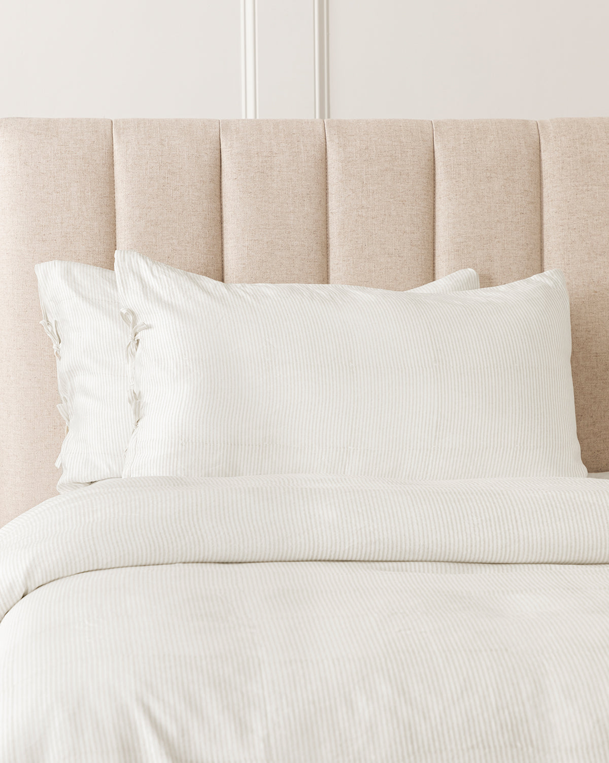 Elysian Striped Shams Set of 2 Cream Oatmeal Pattern