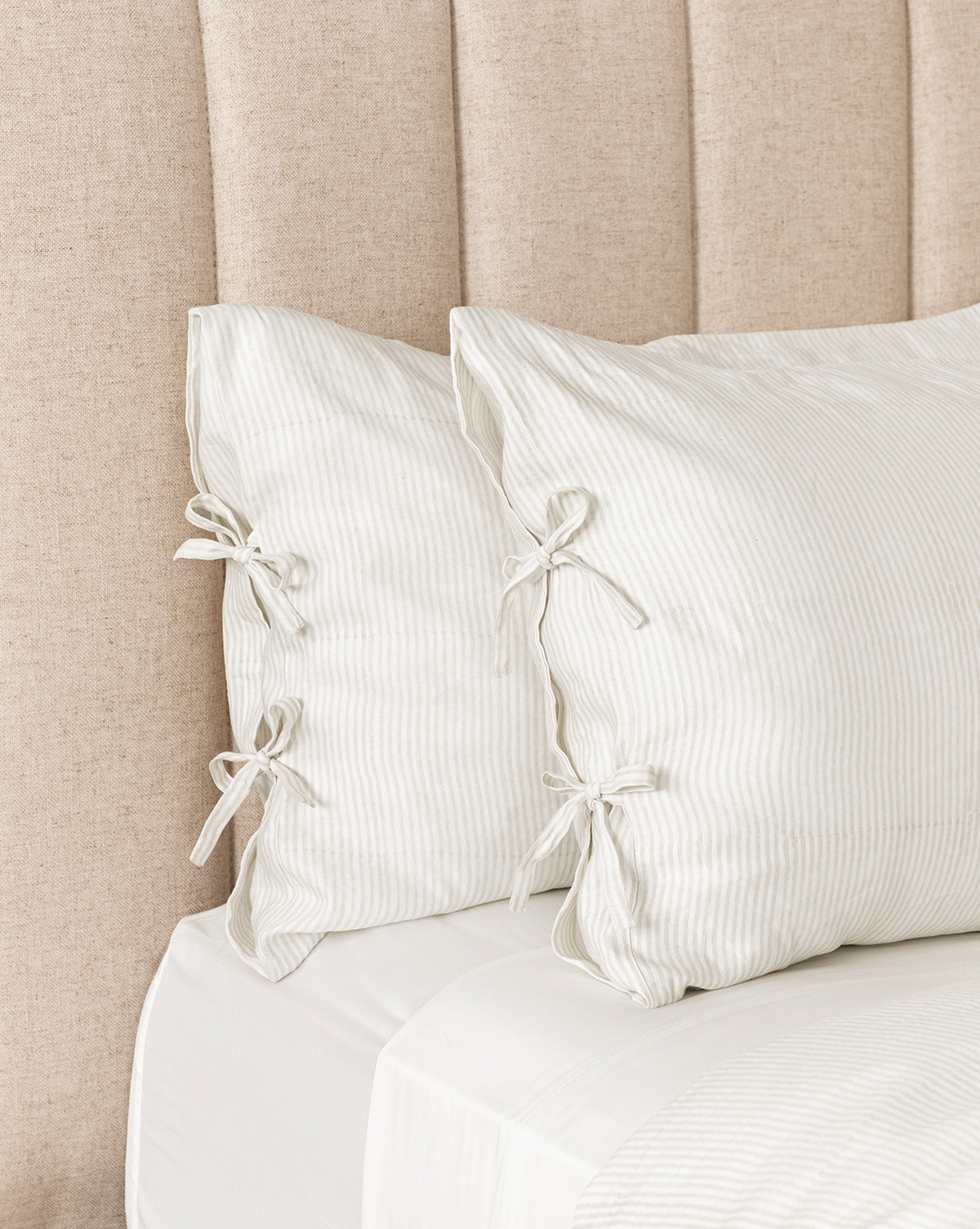 Elysian Striped Shams Set of 2 Cream Oatmeal Pattern