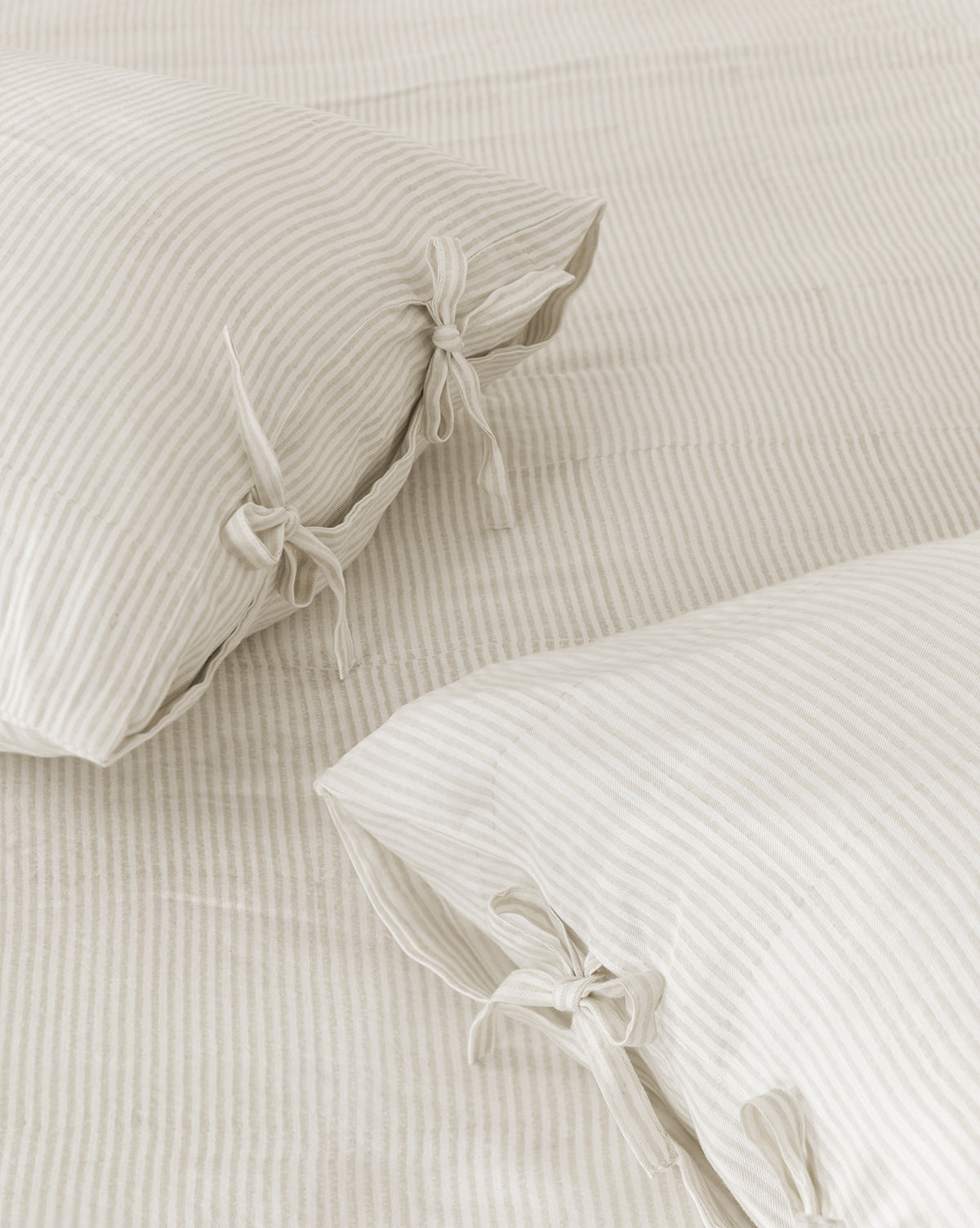 Elysian Striped Shams Set of 2 Cream Oatmeal Pattern
