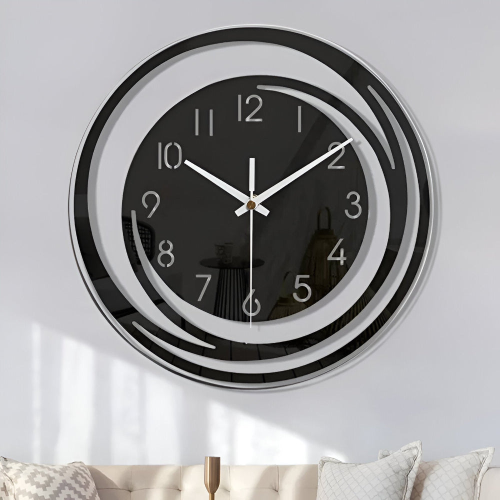 Sora Wall Clock | Silent Quartz Movement, Modern Black Acrylic