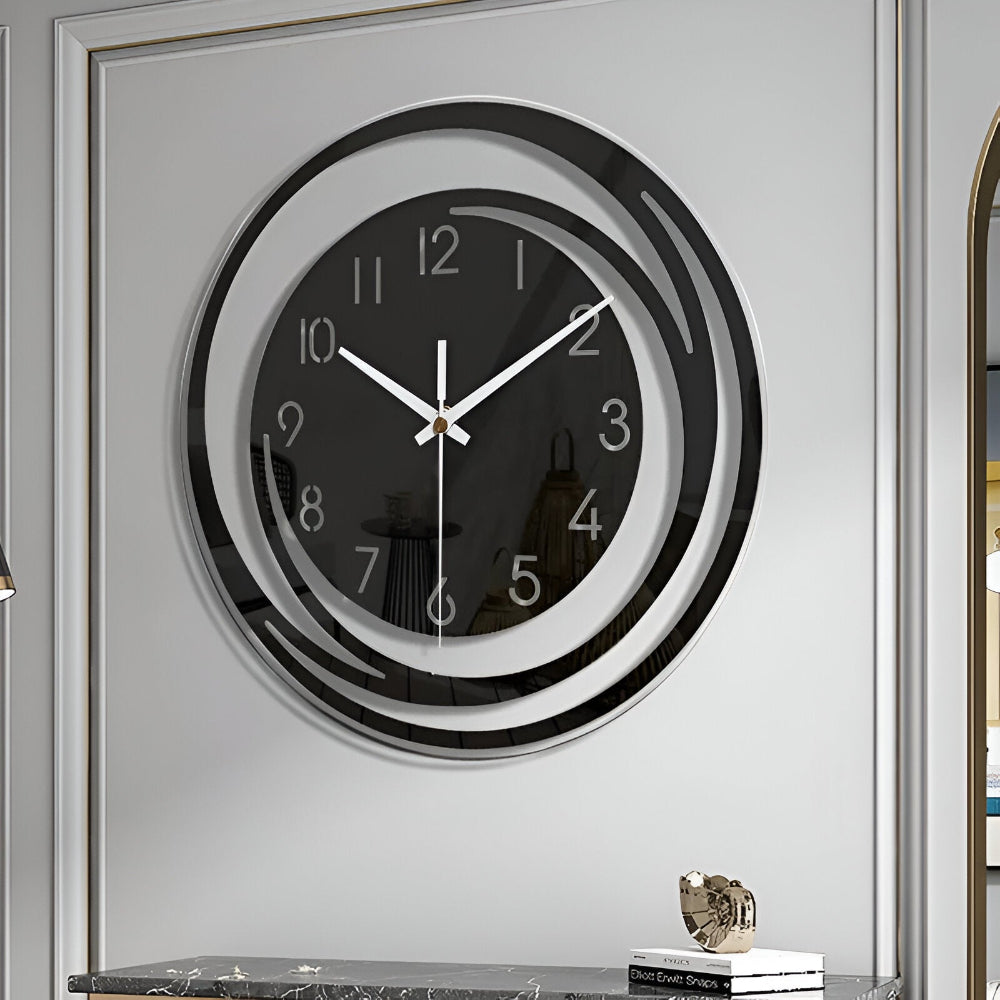 Sora Wall Clock | Silent Quartz Movement, Modern Black Acrylic