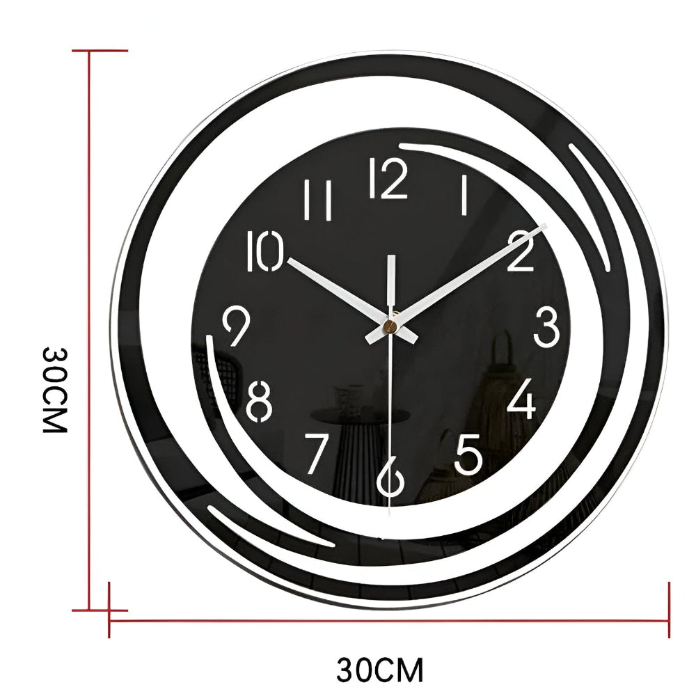 Sora Wall Clock | Silent Quartz Movement, Modern Black Acrylic