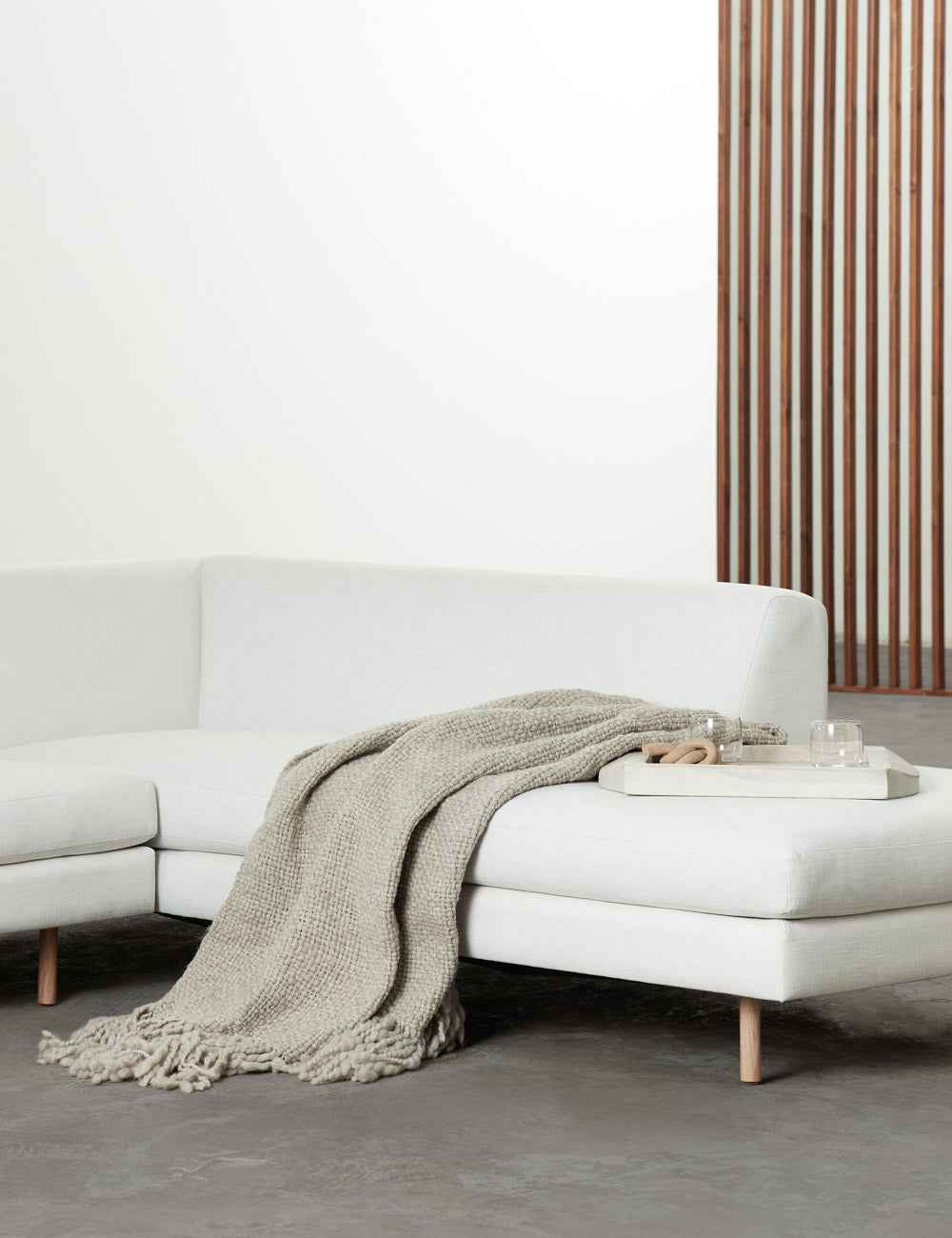 Gala Throw Blanket | Handmade Chunky Wool Knit, Artisan Fringe