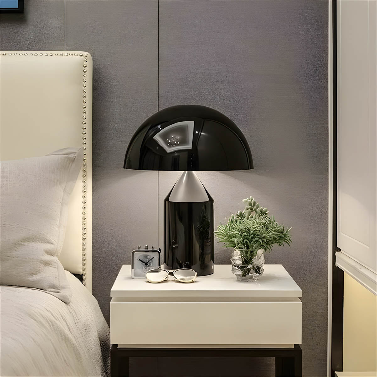 Juno Mushroom Tafellamp | Metaal & Glas, E27 Fitting