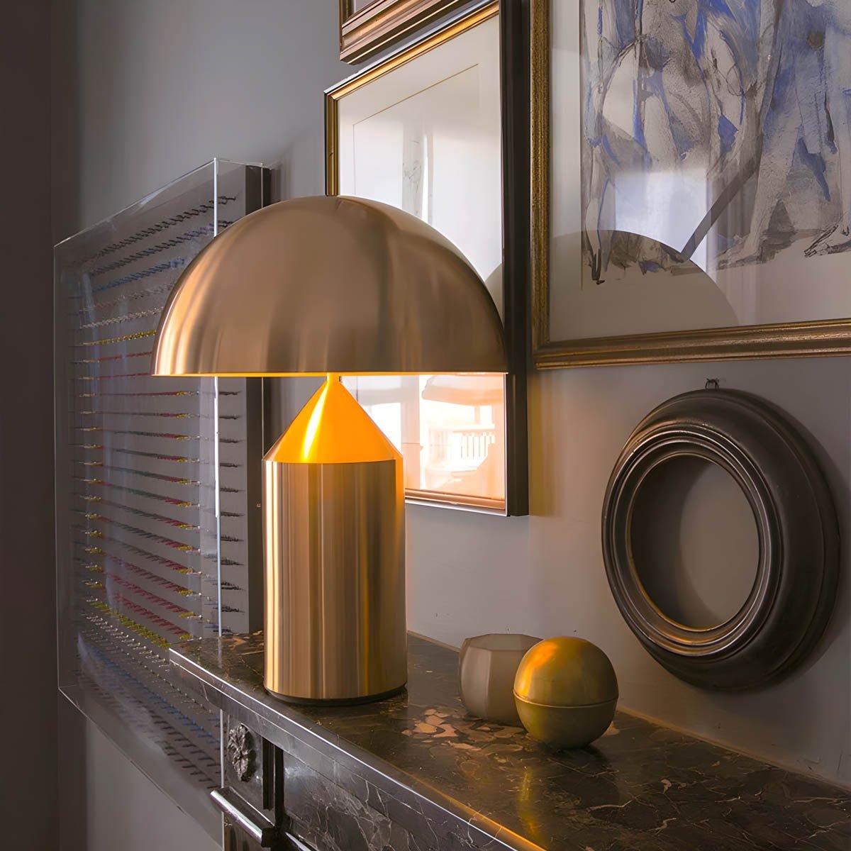 Juno Mushroom Tafellamp | Metaal & Glas, E27 Fitting
