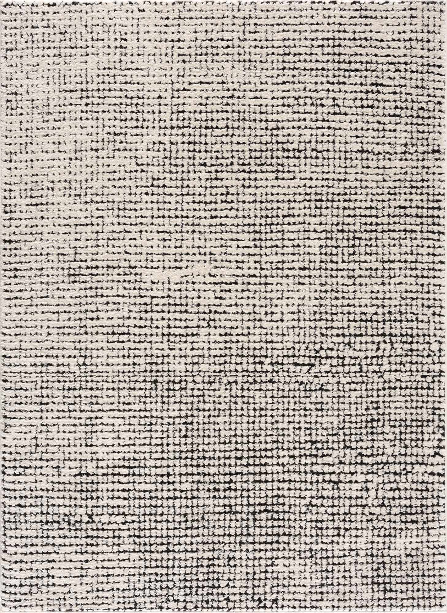 Kairo Plush Rug  High Pile, Black & White Mosaic Design
