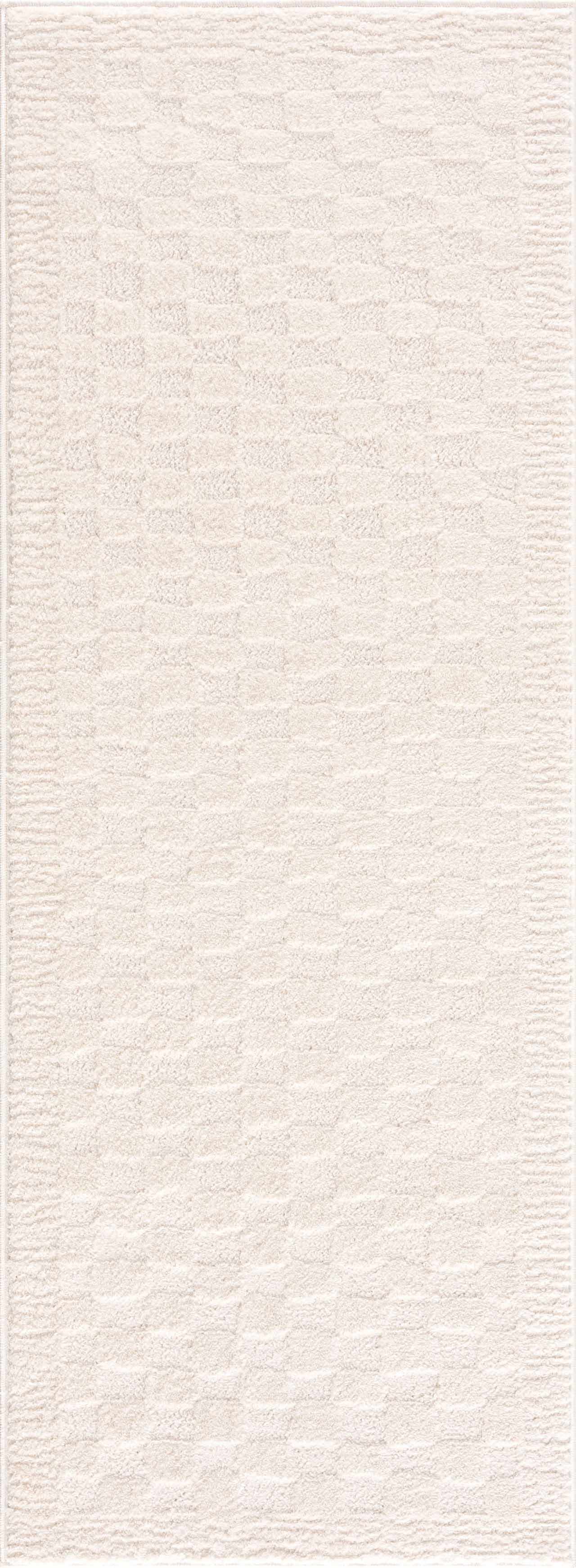 Luna Checkered Area Rug  High Pile  100% Polyester