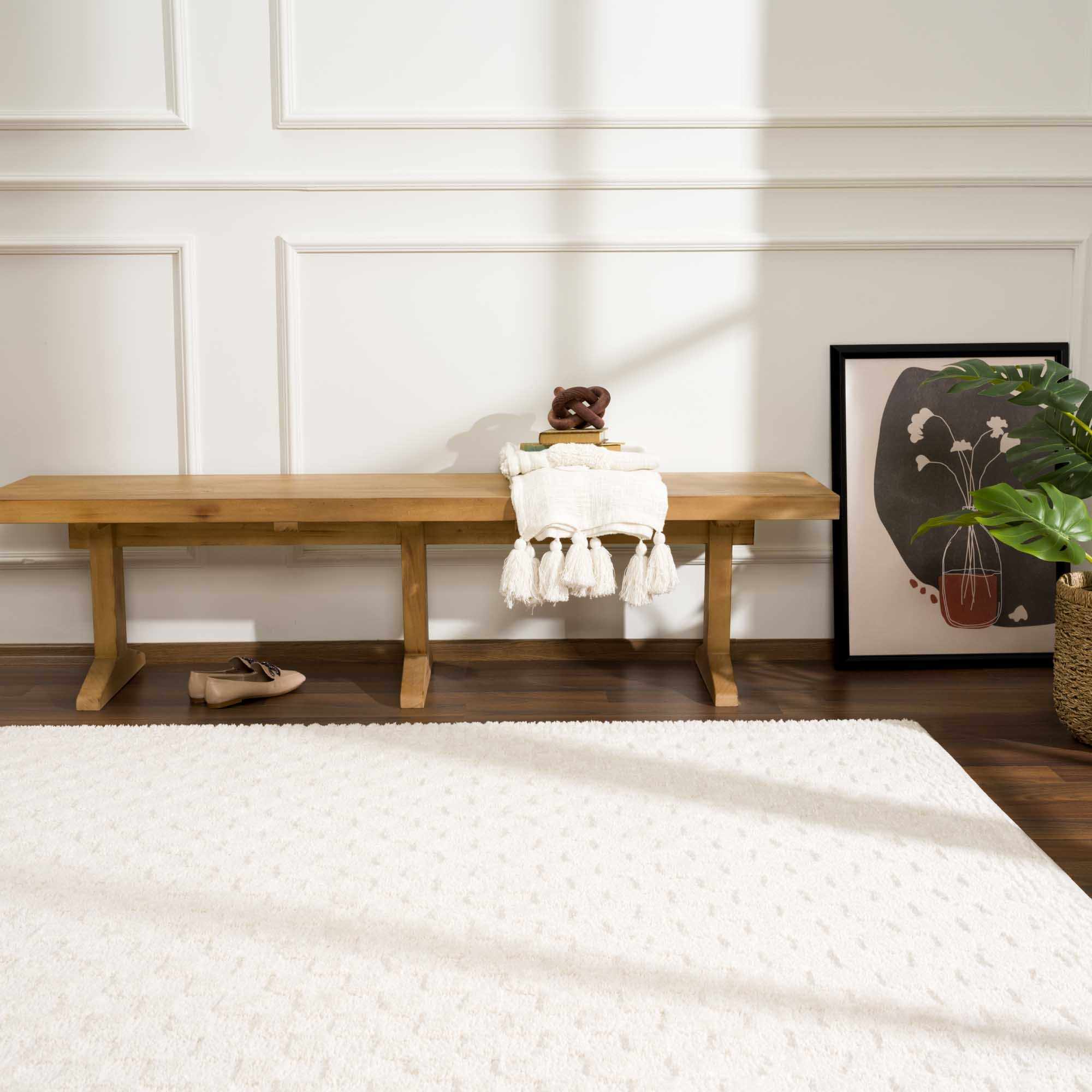 Luna Checkered Area Rug  High Pile  100% Polyester