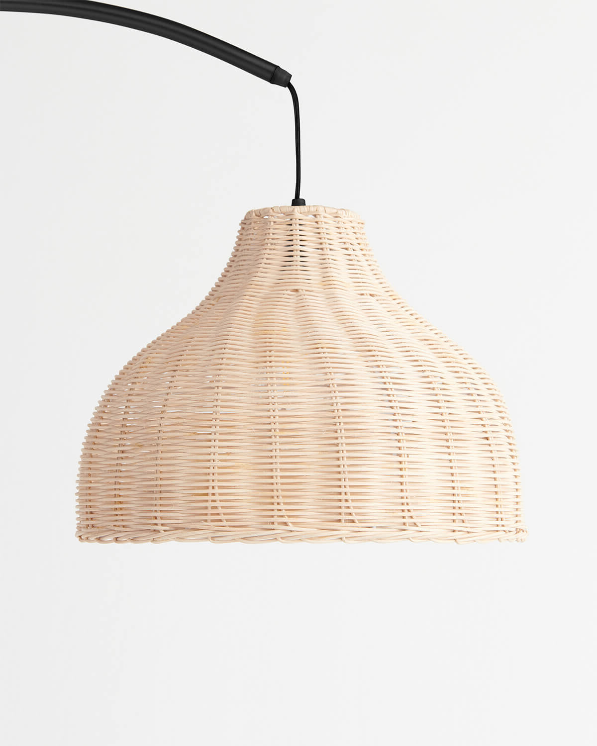 Luxe Arc Floor Lamp | Brass Finish, Wicker Shade