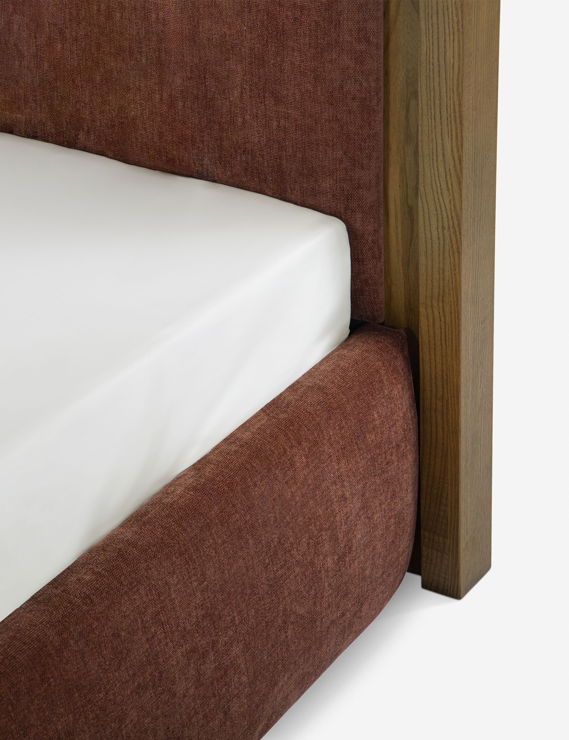 Gavril Platform Bed | Solid Ash Border, Upholstered Headboard