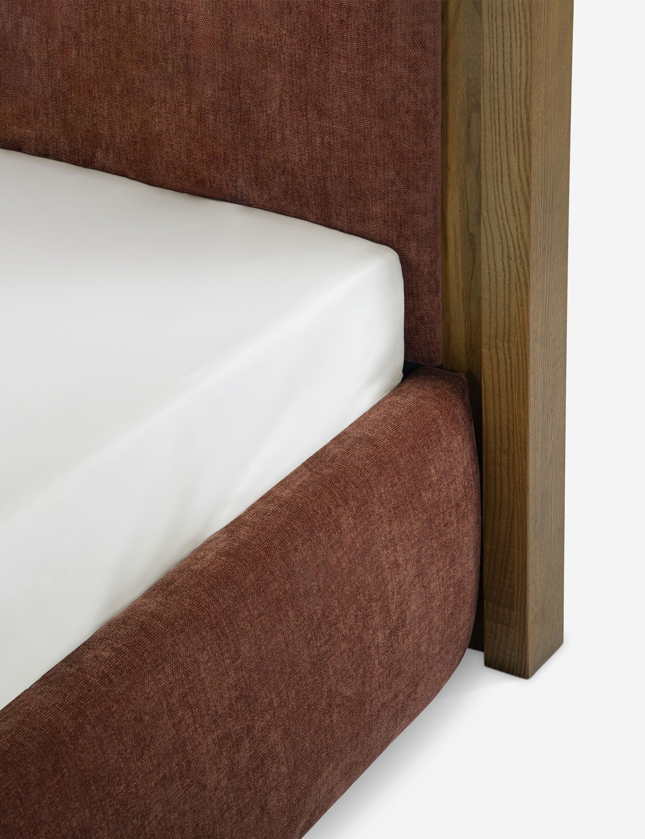 Gavril Platform Bed | Solid Ash Border, Upholstered Headboard
