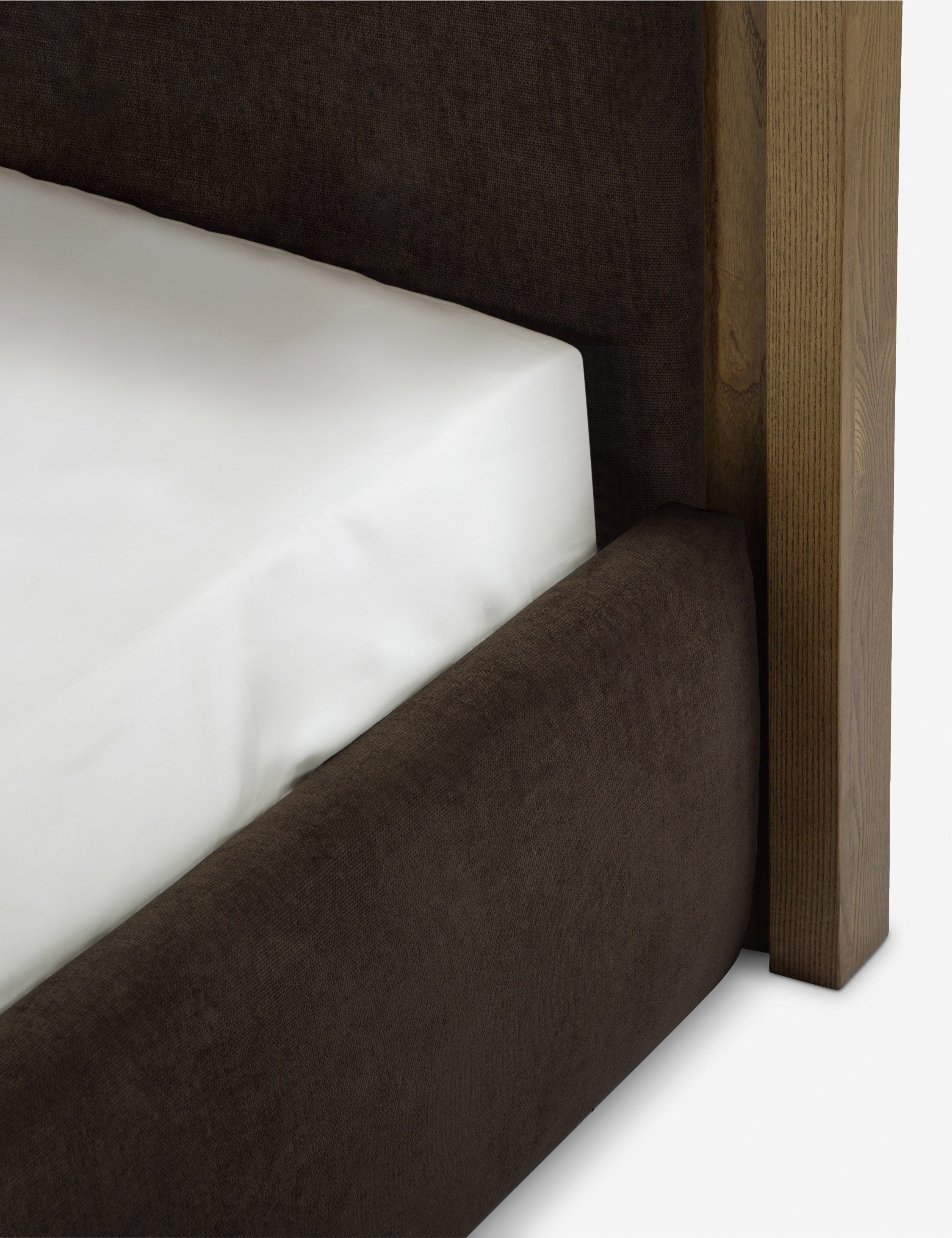 Gavril Platform Bed | Solid Ash Border, Upholstered Headboard