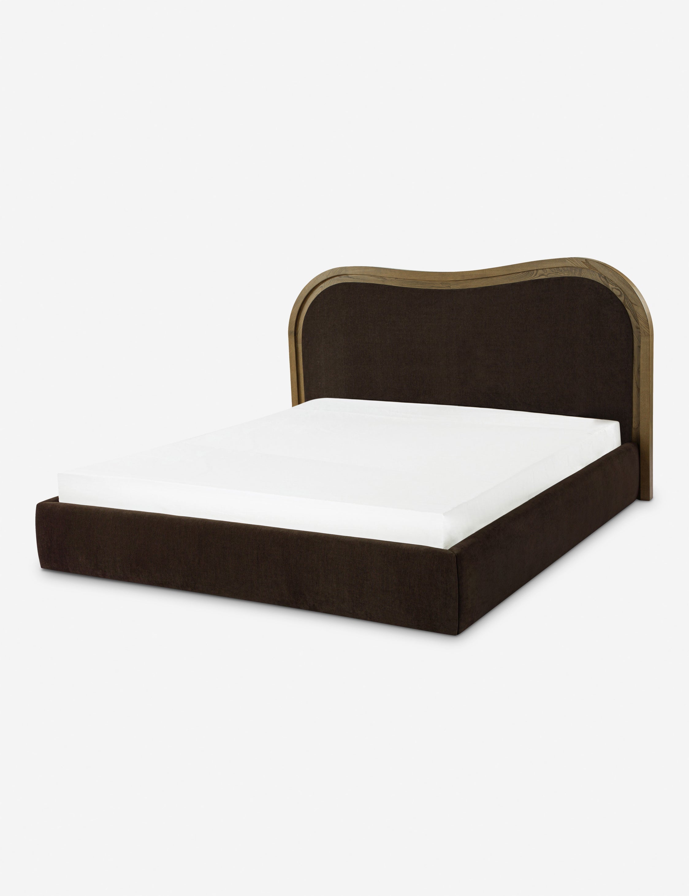 Gavril Platform Bed | Solid Ash Border, Upholstered Headboard