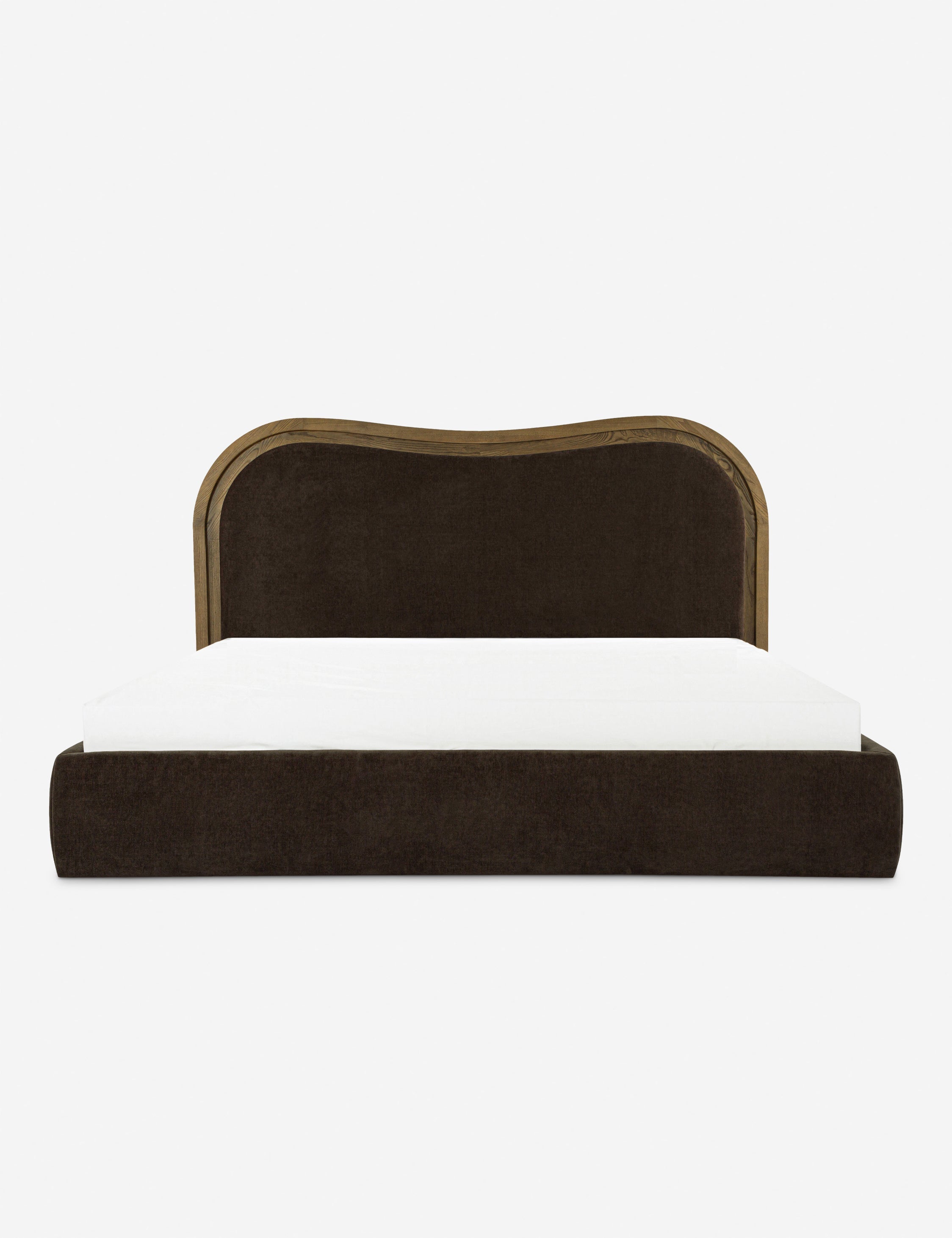 Gavril Platform Bed | Solid Ash Border, Upholstered Headboard
