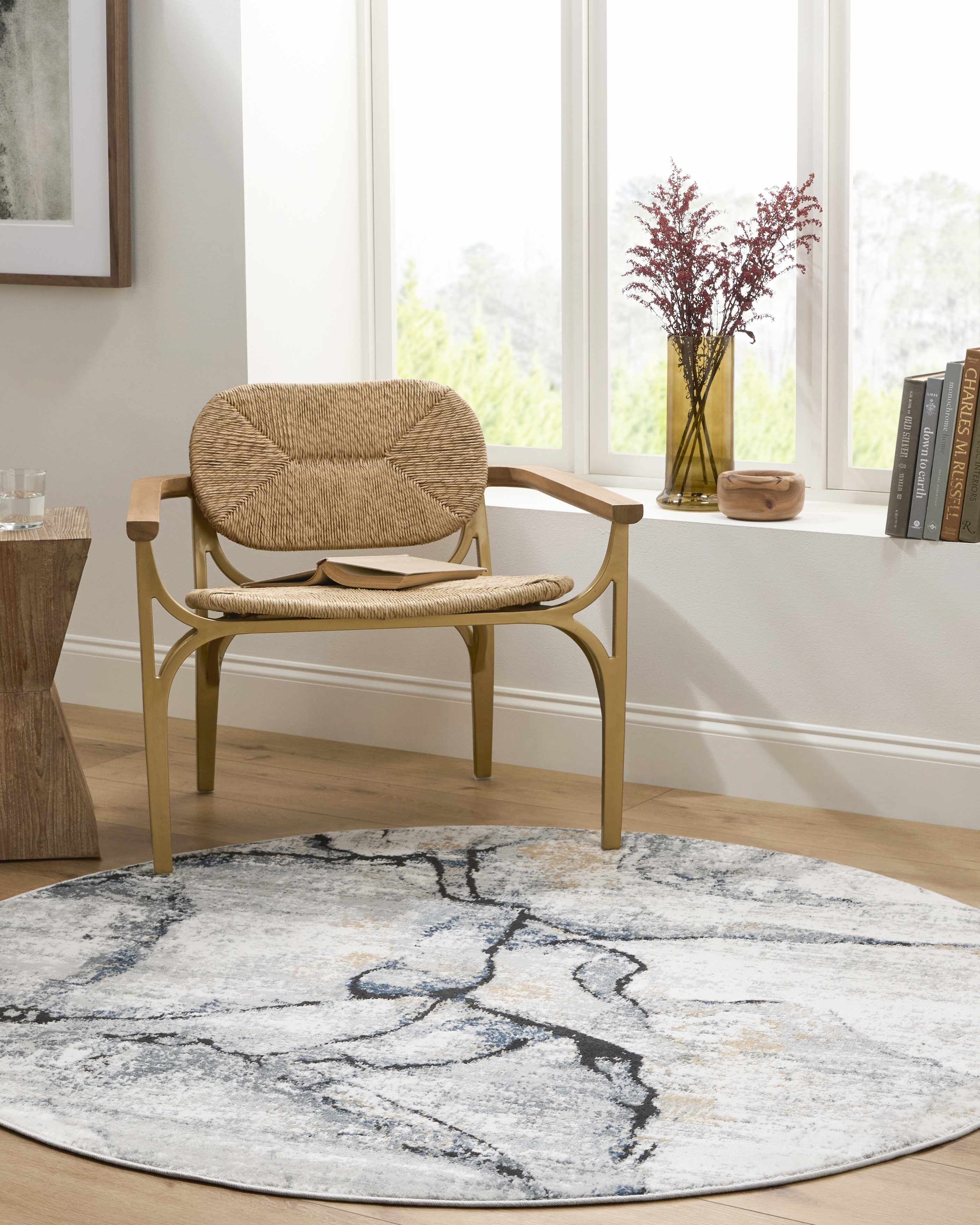 Fremont Gray Marble Rug  Medium Pile  Contemporary Design