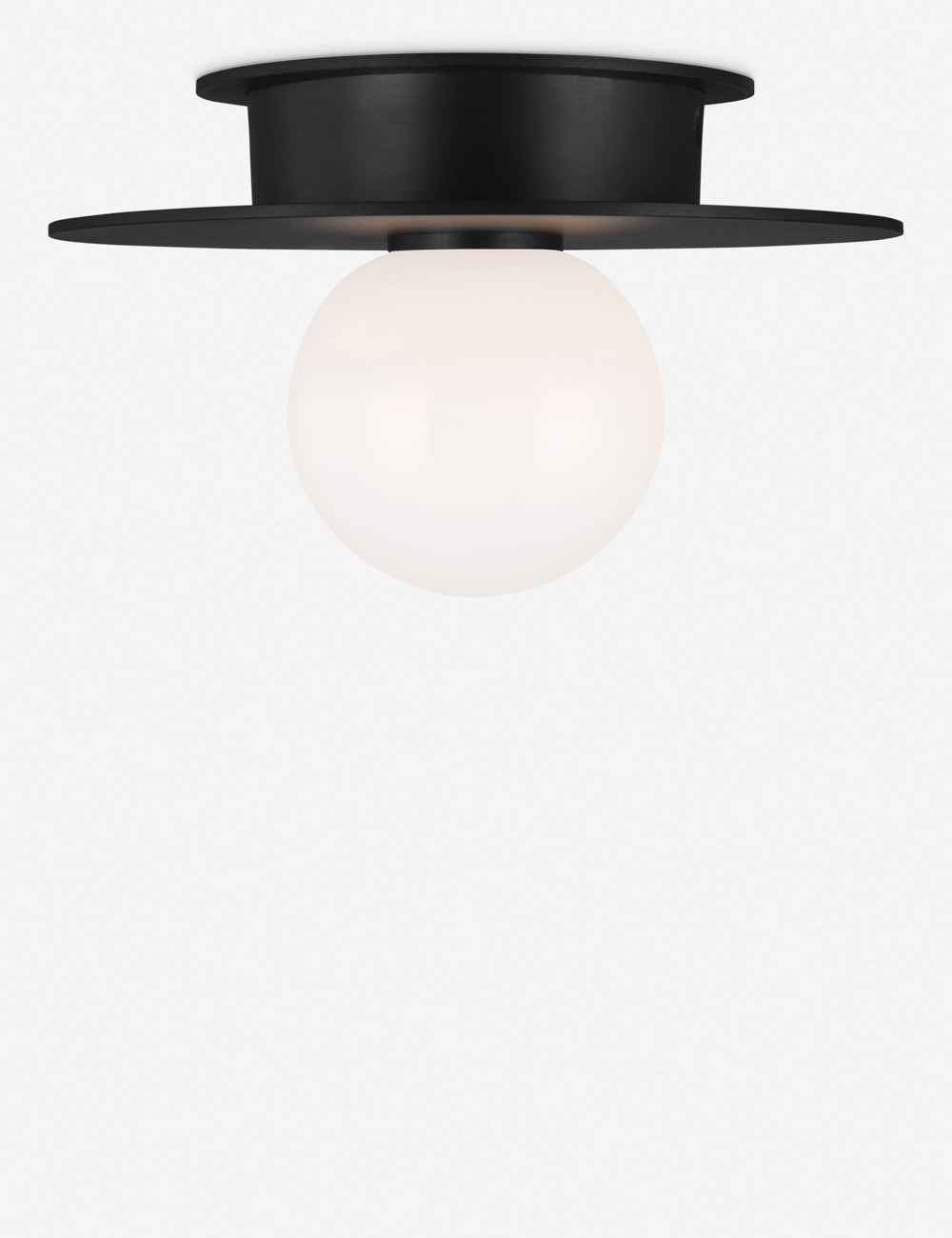 Natura Flush Mount Light | Milk Glass Globe, Curvilinear Design