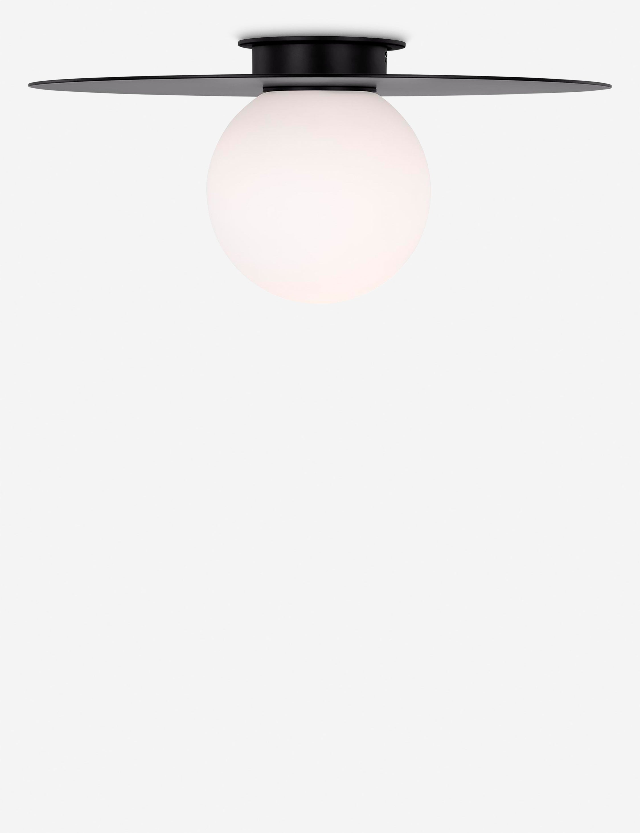 Natura Flush Mount Light | Milk Glass Globe, Curvilinear Design