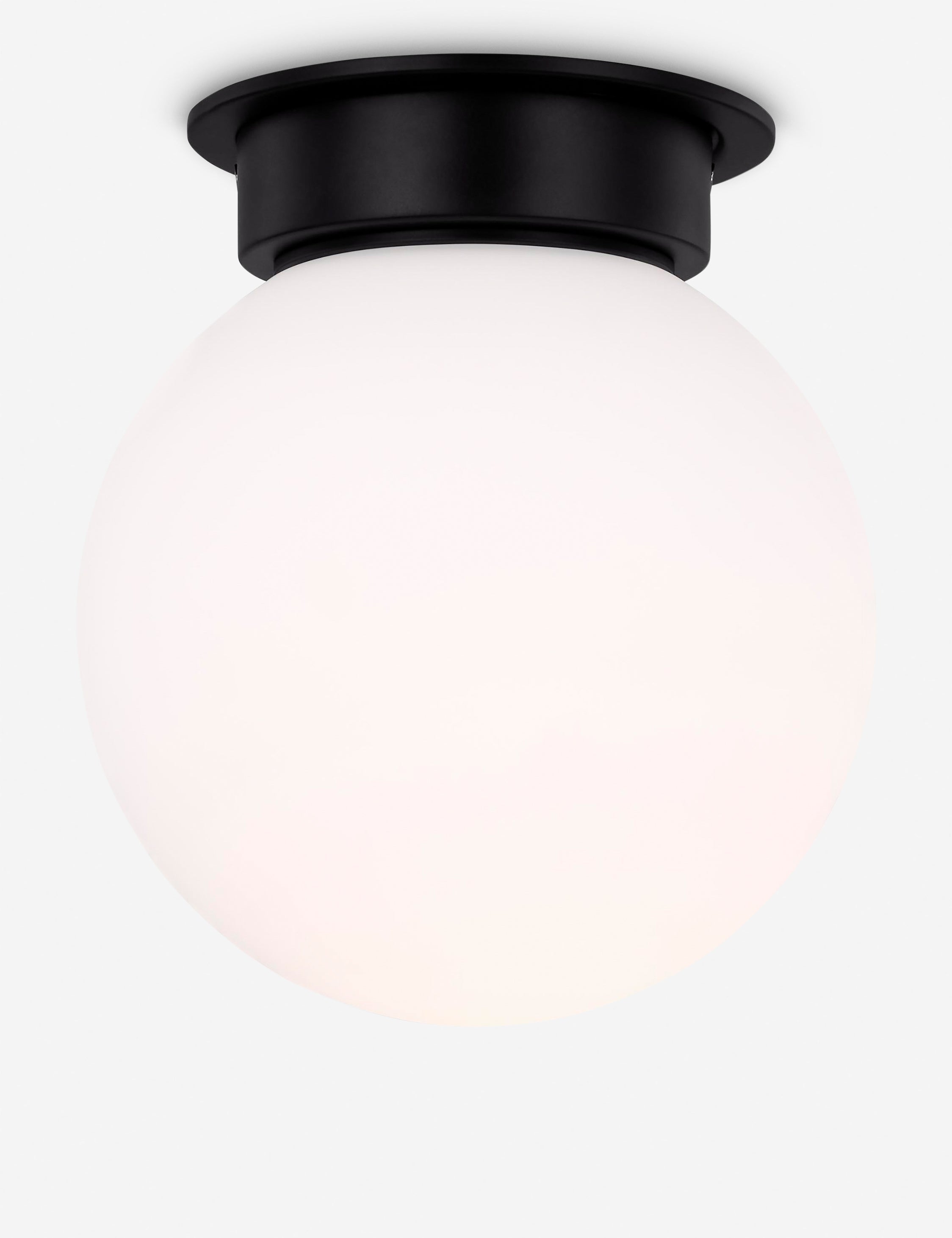 Natura Flush Mount Light | Milk Glass Globe, Curvilinear Design
