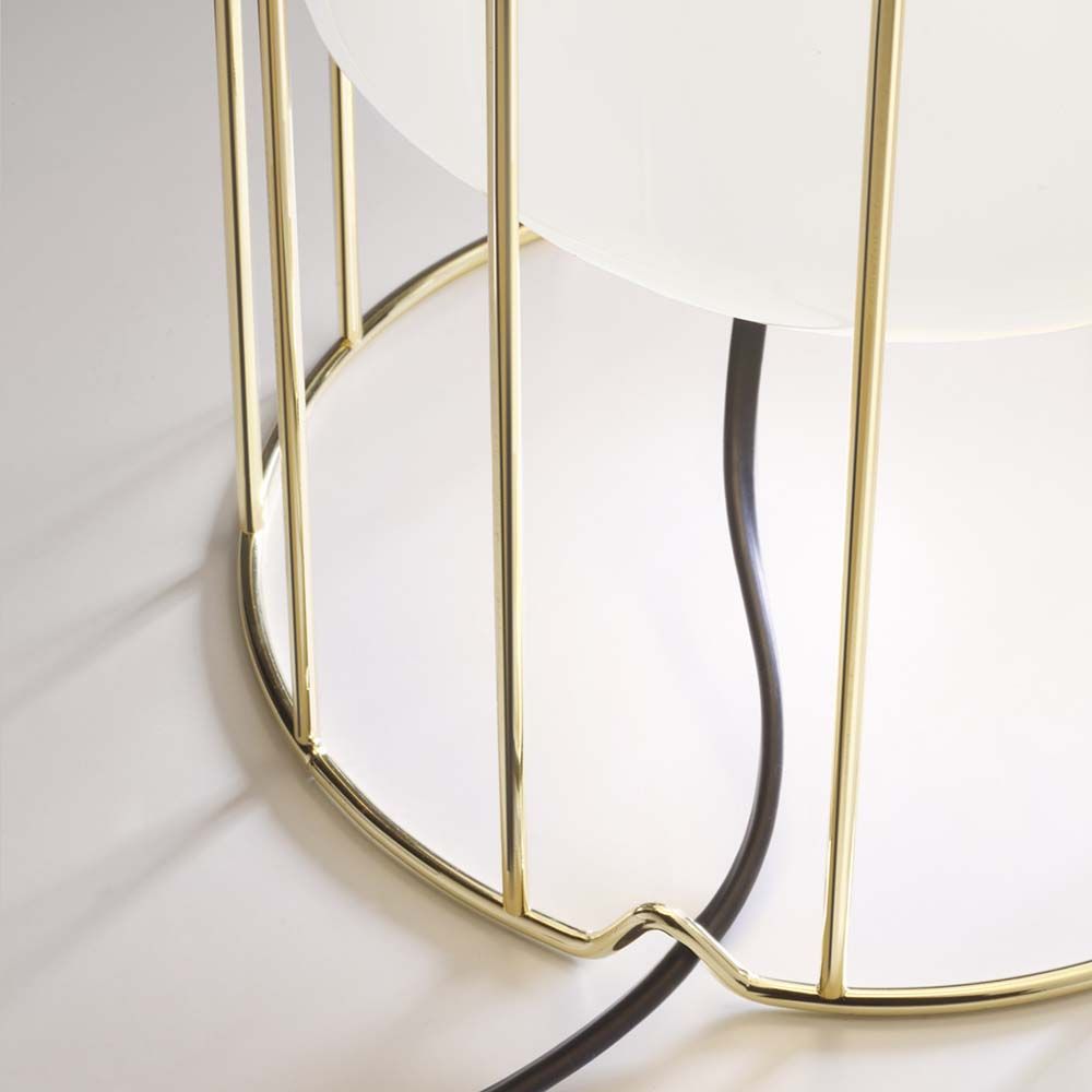Aero Table Lamp | Glossy White Glass, Dark Gray & Brass Frame