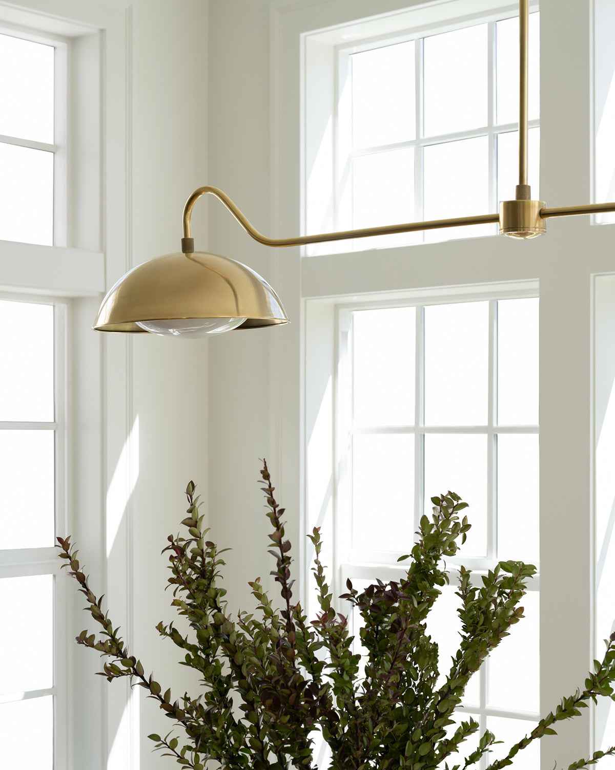 Aldora Linear Chandelier  Brass with Round Shades