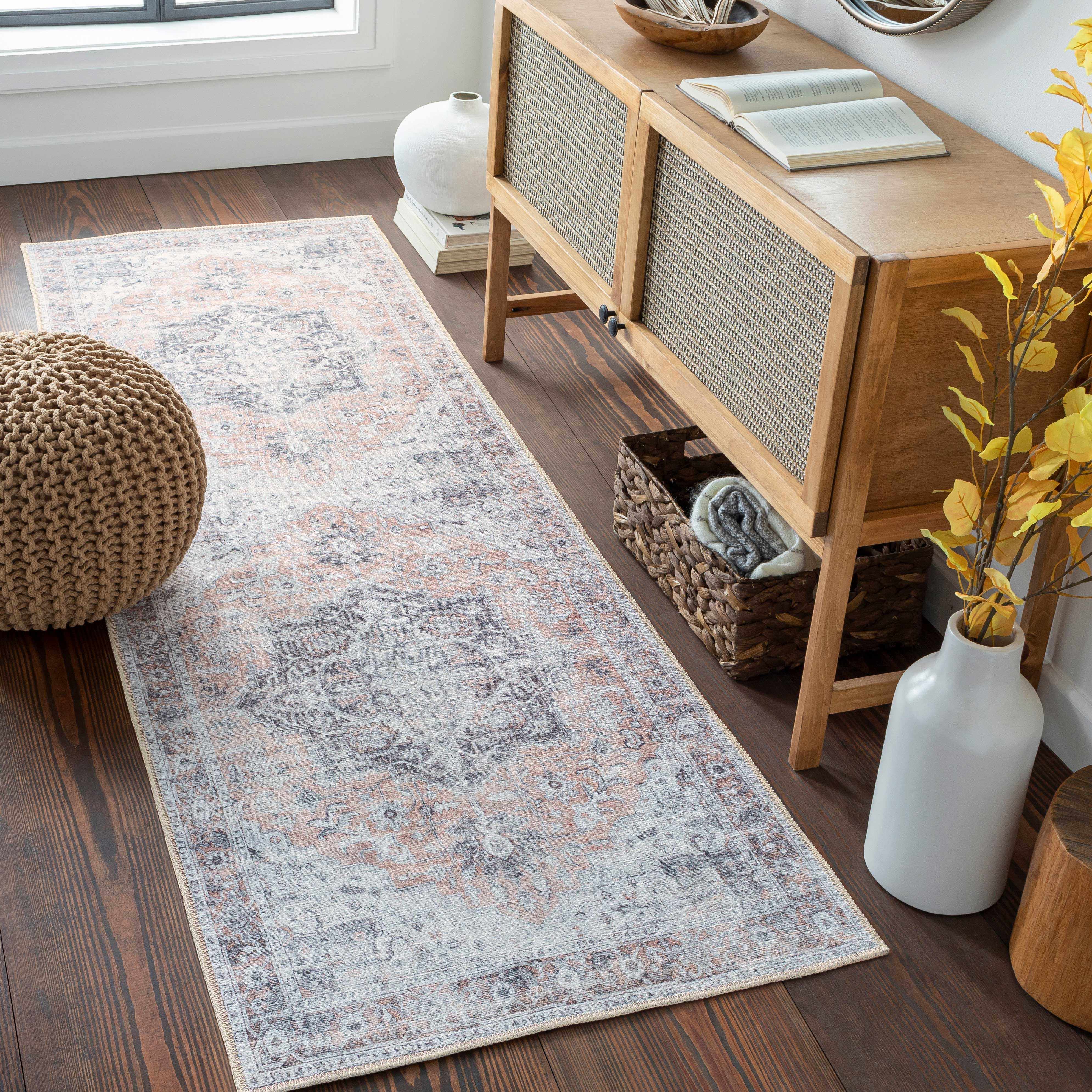 Fino Washable Rug  Machine Woven Chenille-Polyester, Low Pile