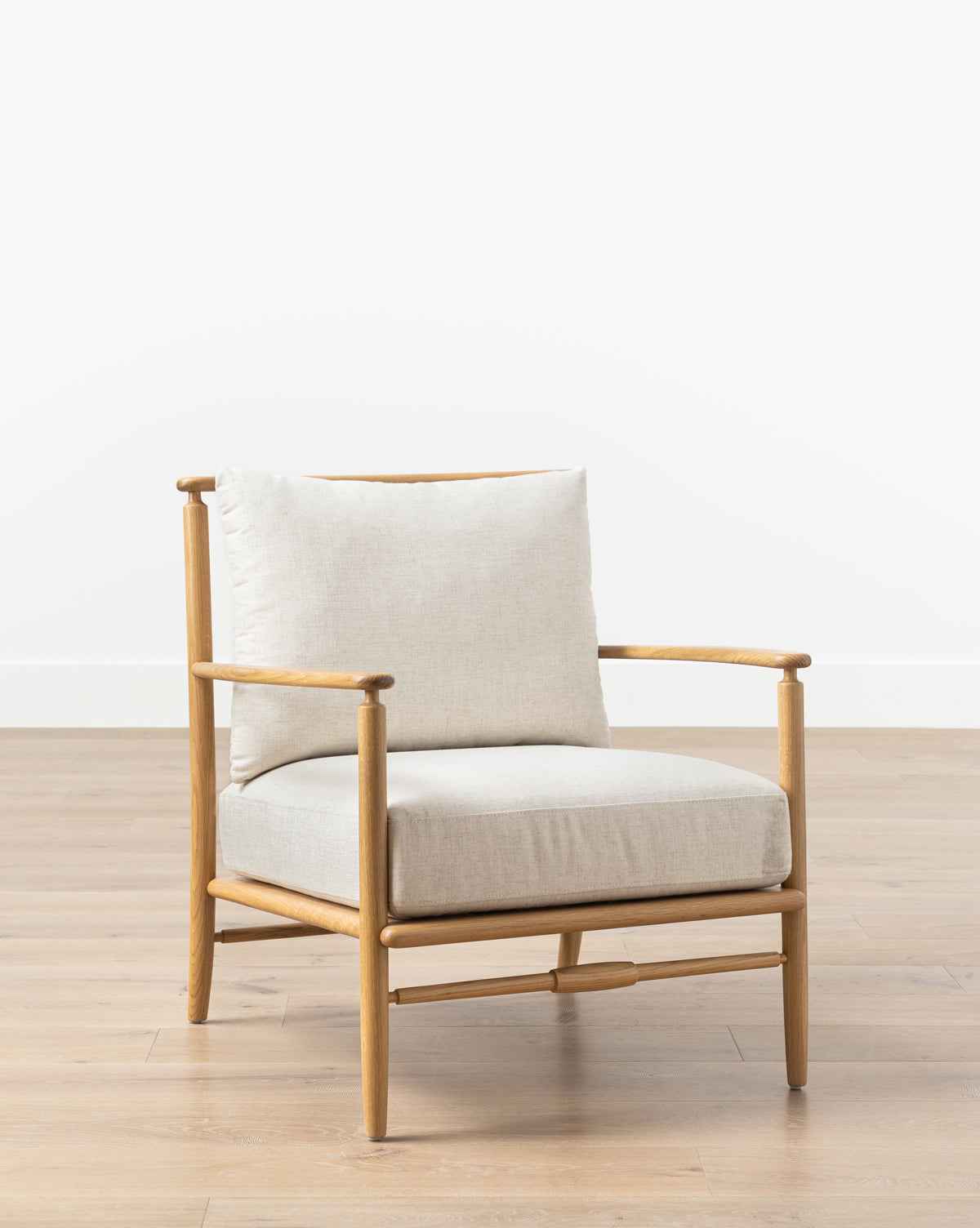 Falcon Lounge Chair  Solid Oak Frame, Linen Cushions