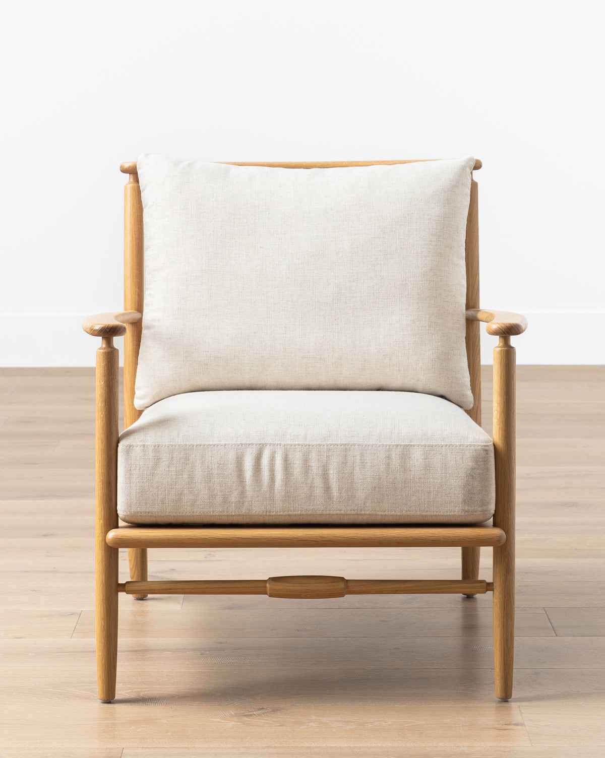 Falcon Lounge Chair  Solid Oak Frame, Linen Cushions