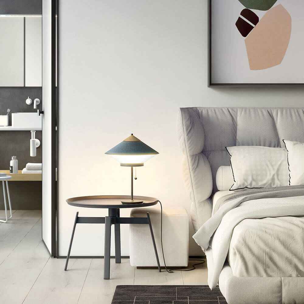 Bela Table Lamp | Velvet & Linen Shade, Pull Cord Design