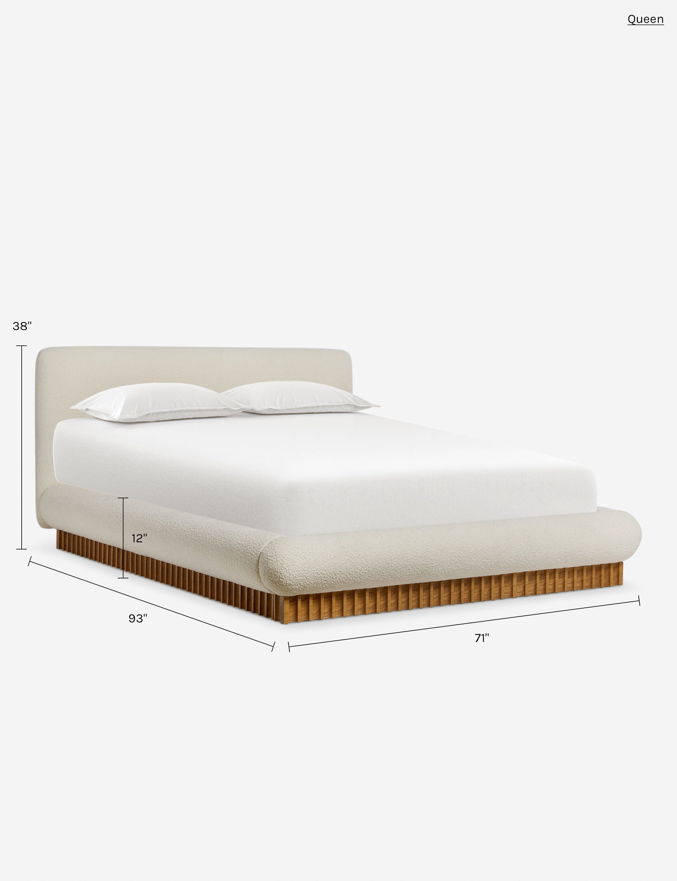 Bello Bed Frame | Plush Bouclé Upholstery, Rippled Wooden Base