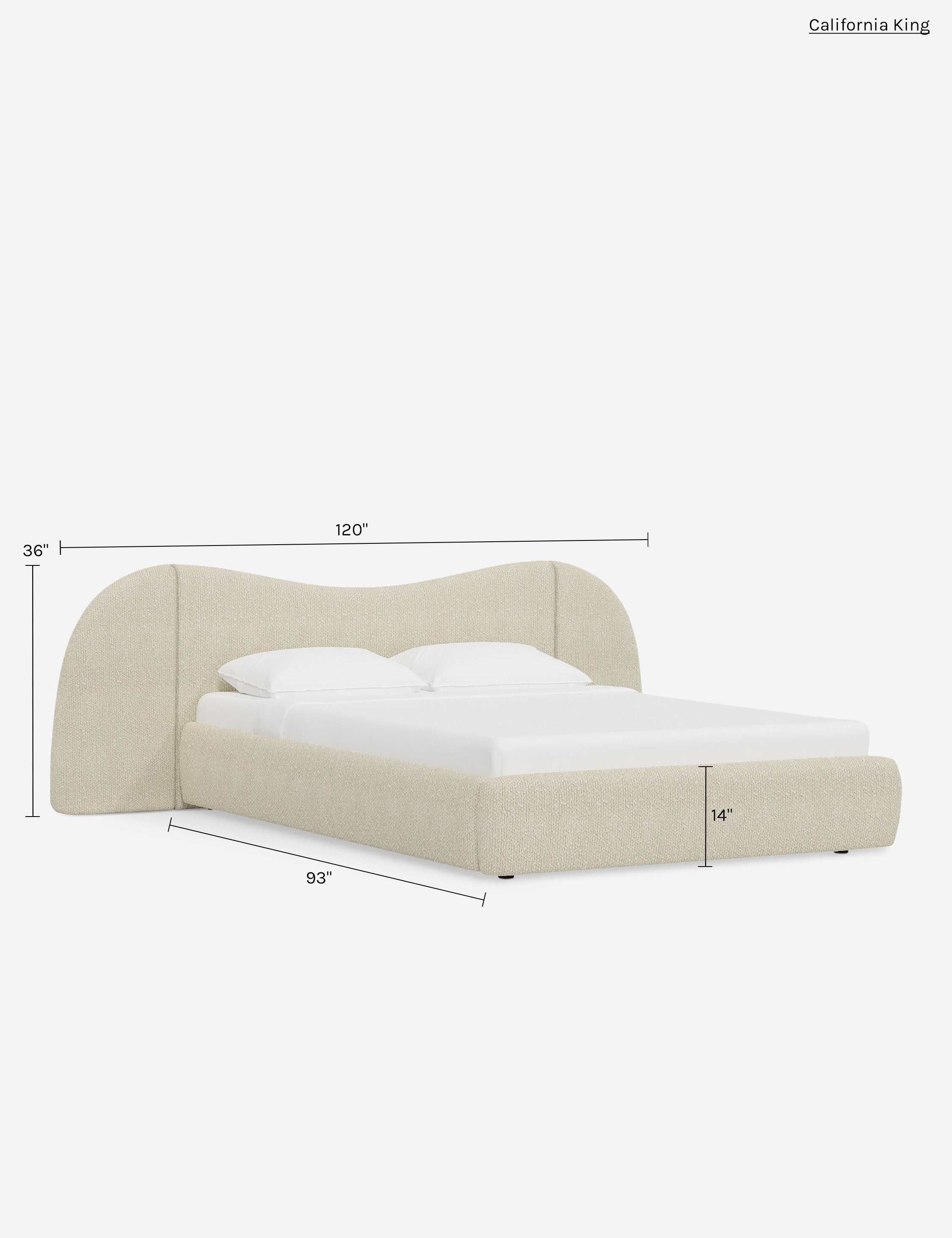 Clara Platform Bed | Extended Headboard, Bespoke Upholstery