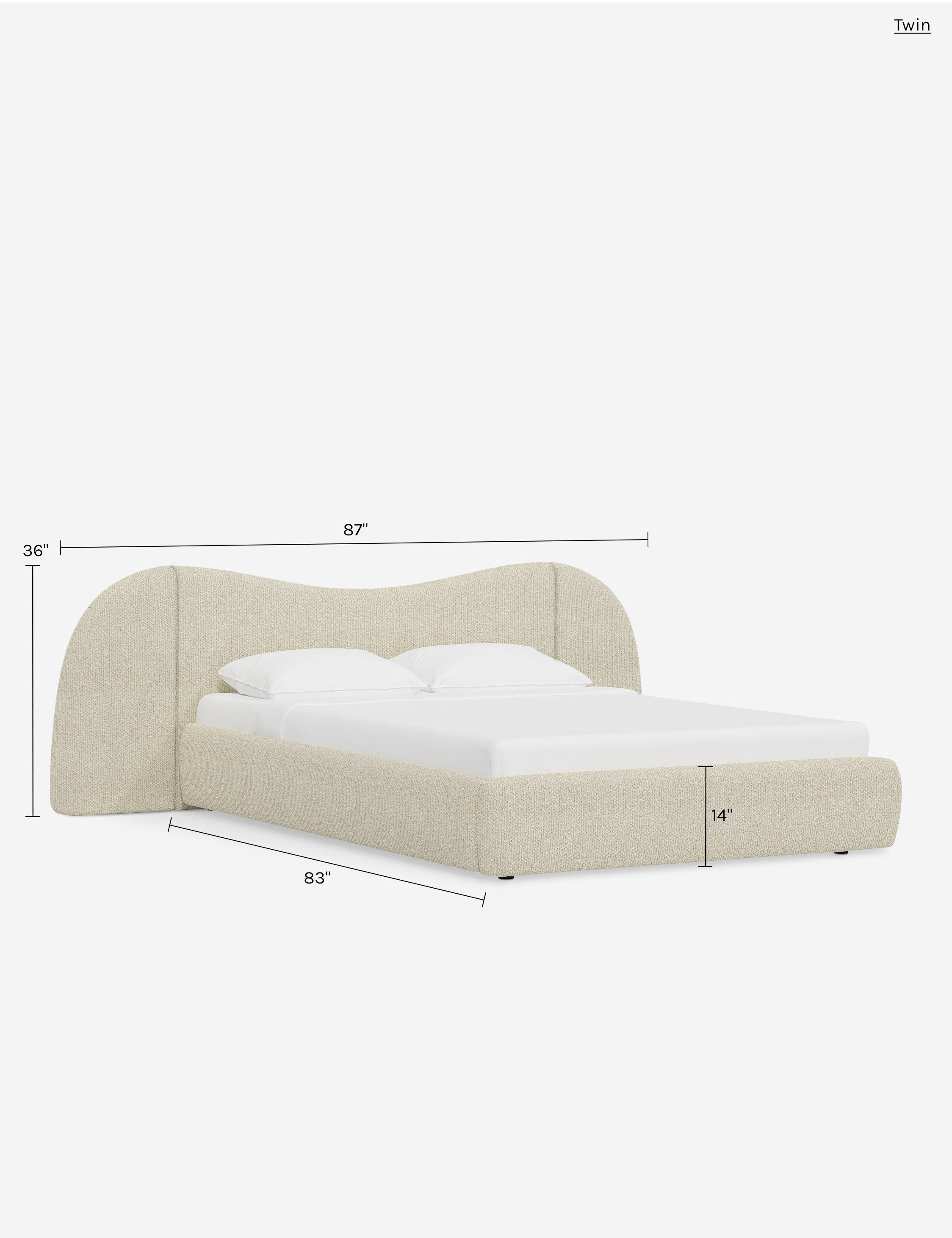 Clara Platform Bed | Extended Headboard, Bespoke Upholstery