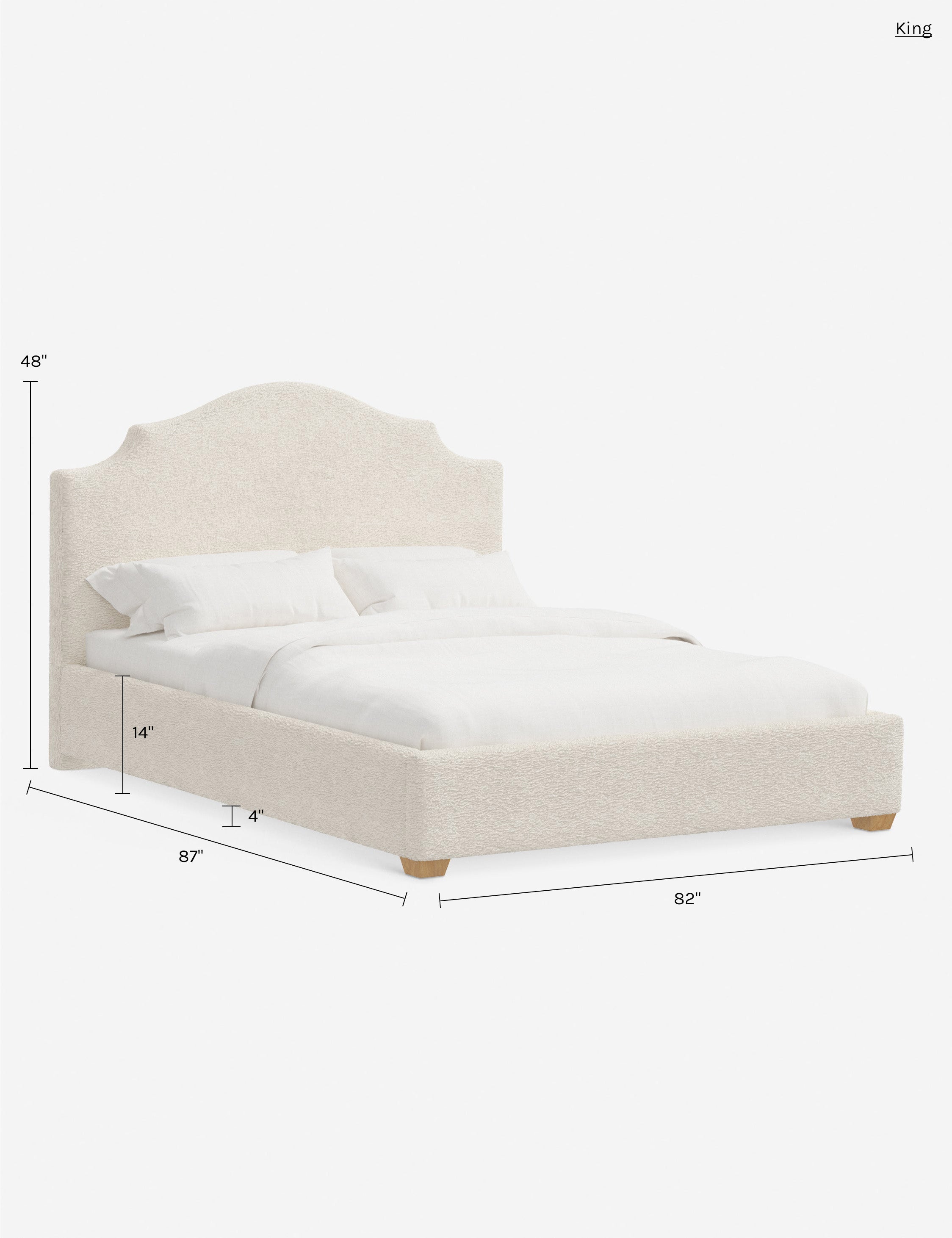 Pavo Platform Bed | Mission-Style Arch, Upholstered Headboard