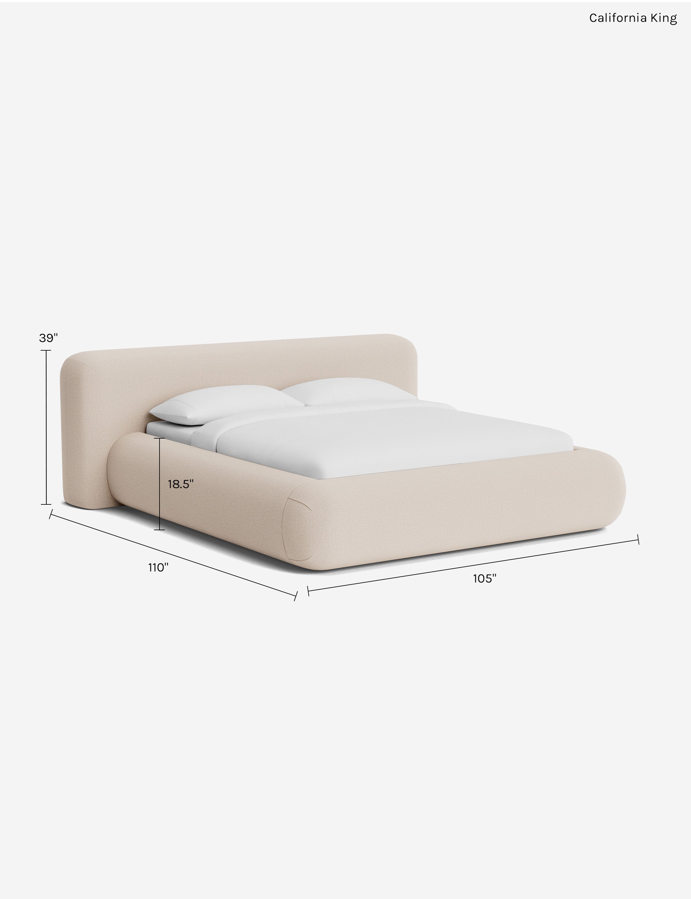 Pendo Rounded Platform Bed | Custom Upholstery, Low-Slung Design