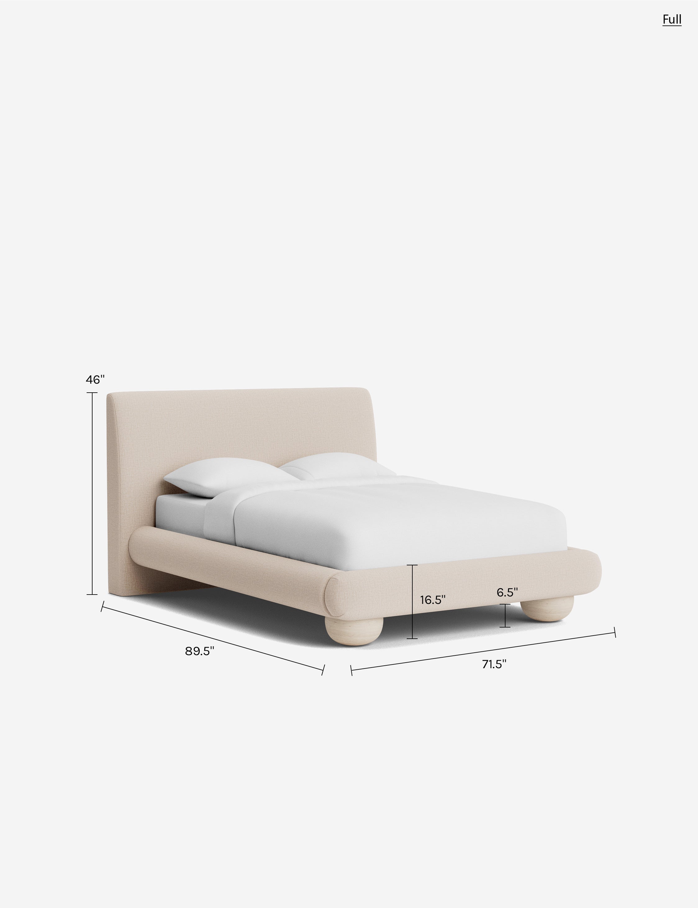 Rivo Platform Bed | Upholstered Frame, Light Wood Grain Base