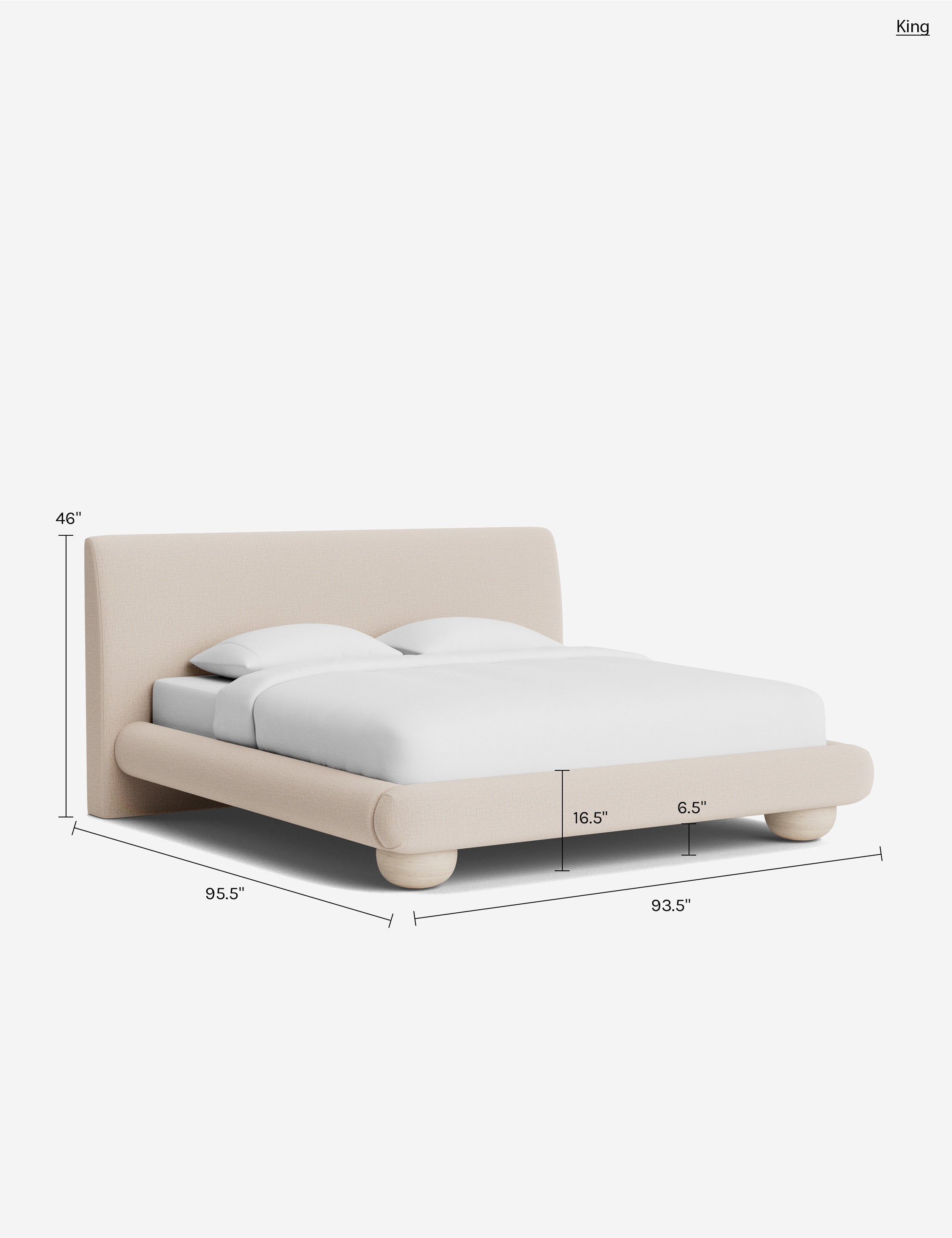 Rivo Platform Bed | Upholstered Frame, Light Wood Grain Base