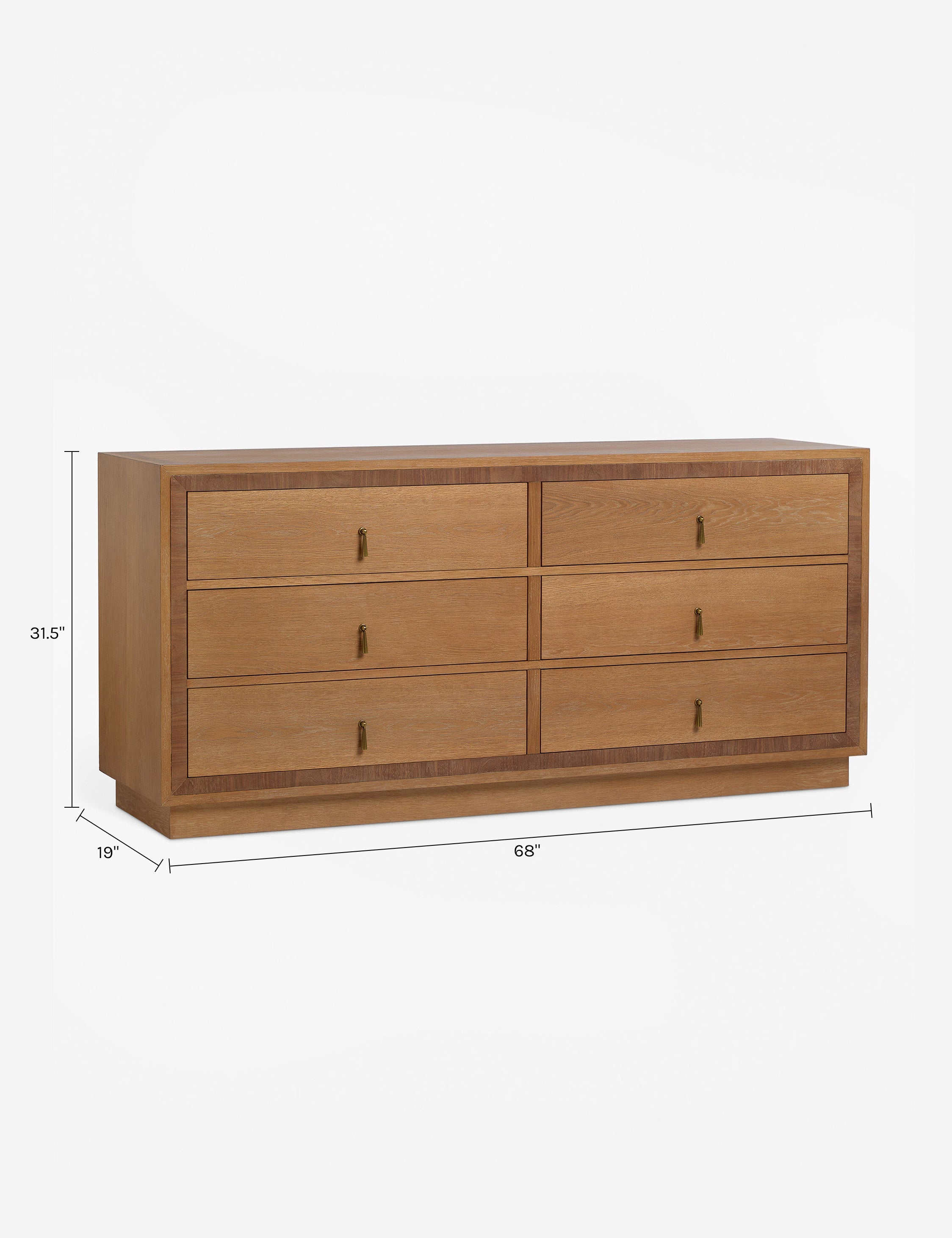 Bela 6-Drawer Dresser | Inlaid Wood Accents, Vintage Metal Pulls