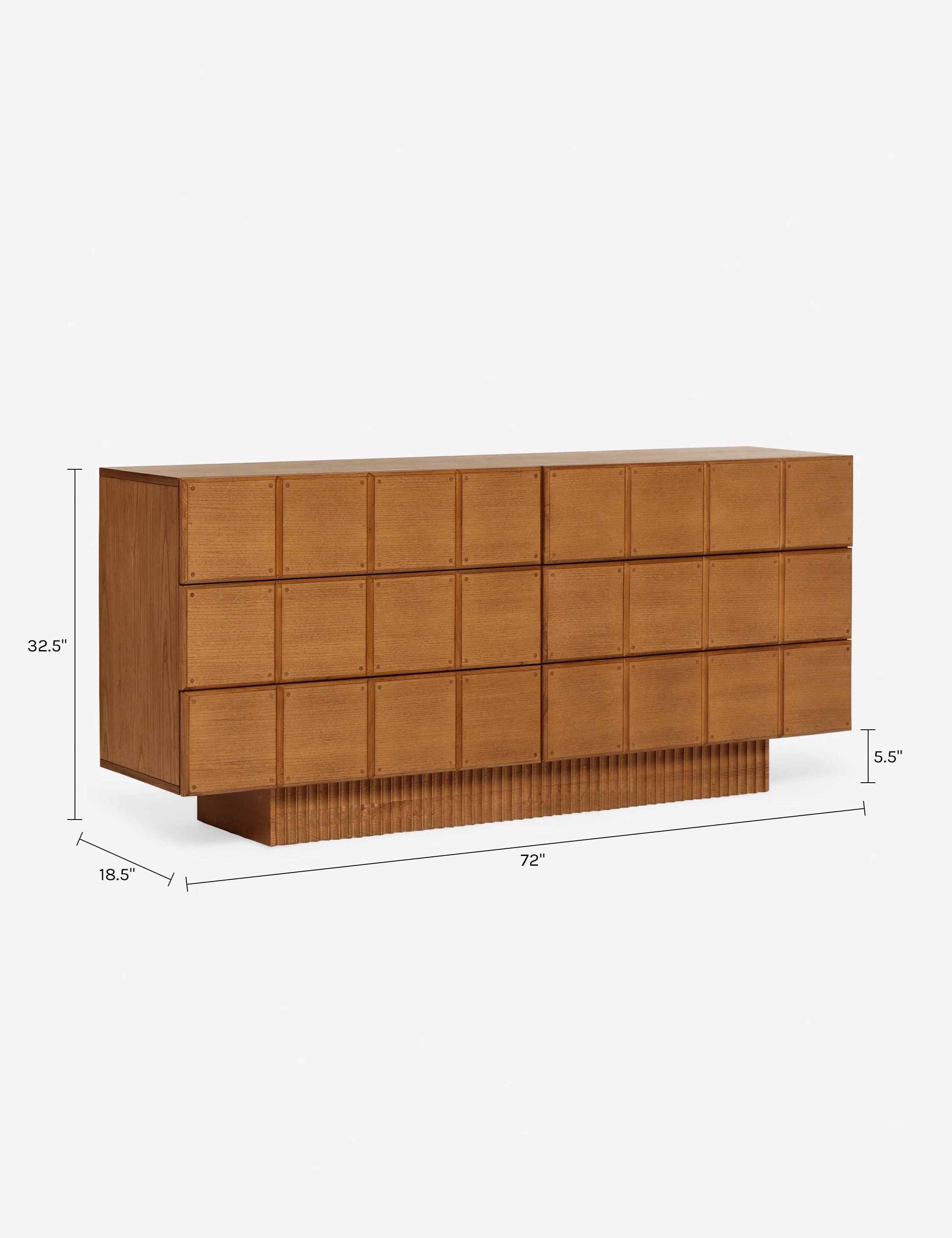 Lumen Dresser | Fluted Plinth Base, Six Spacious Drawers