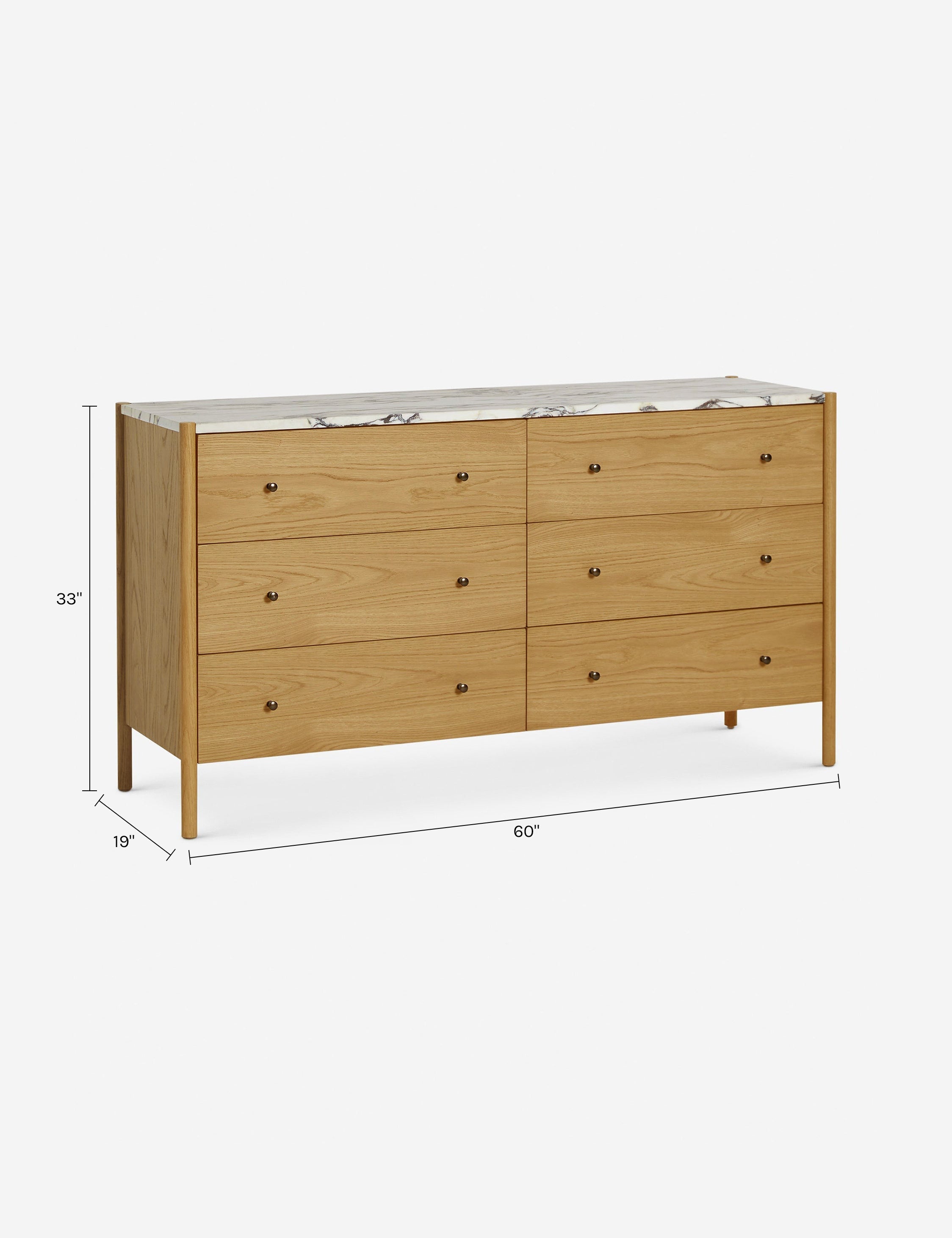 Pinnacle Dresser | Natural Wood Frame, Luxe Marble Top