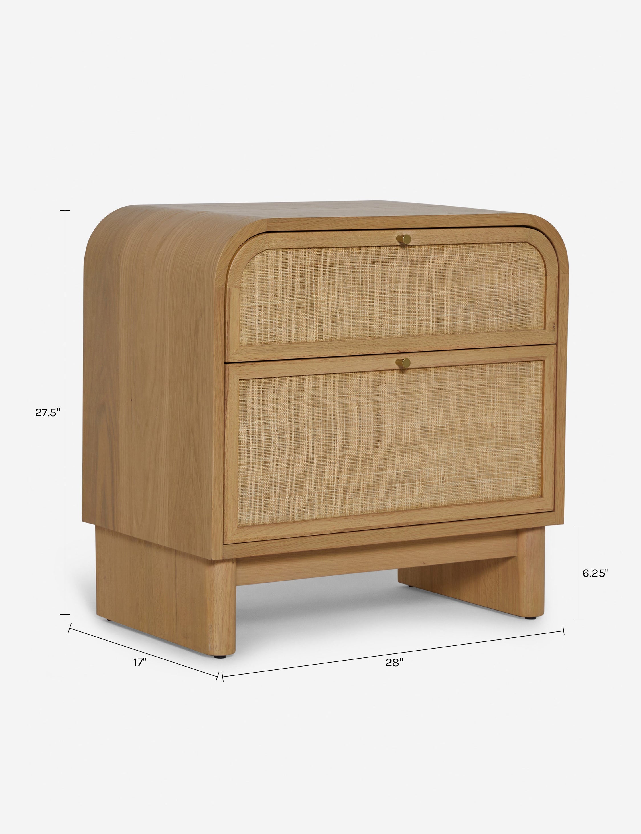 Soleil Nightstand | Rounded Oak Frame, Soft-Close Drawers