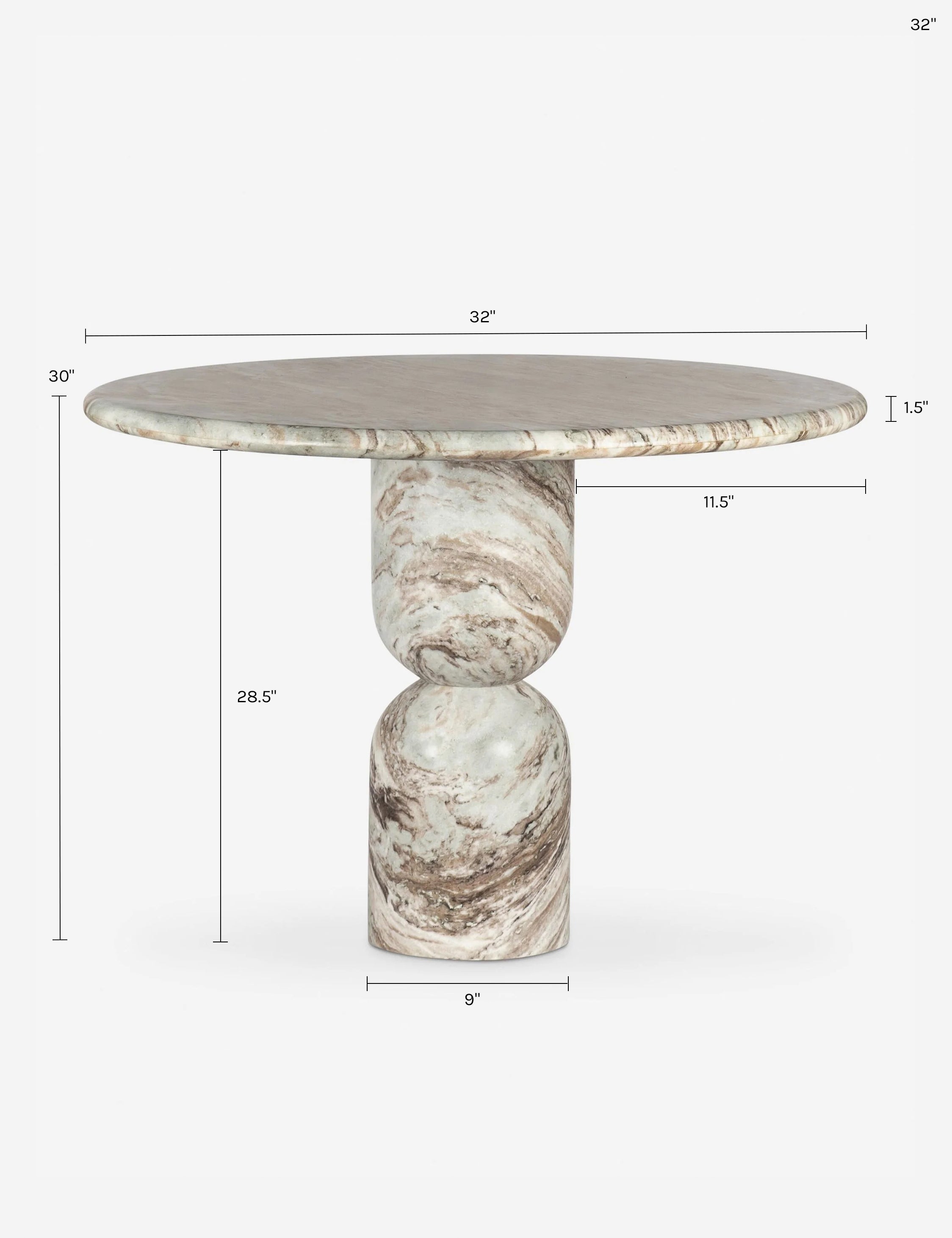 Fino Round Dining Table | Sculpted Pedestal, Elegant Curves