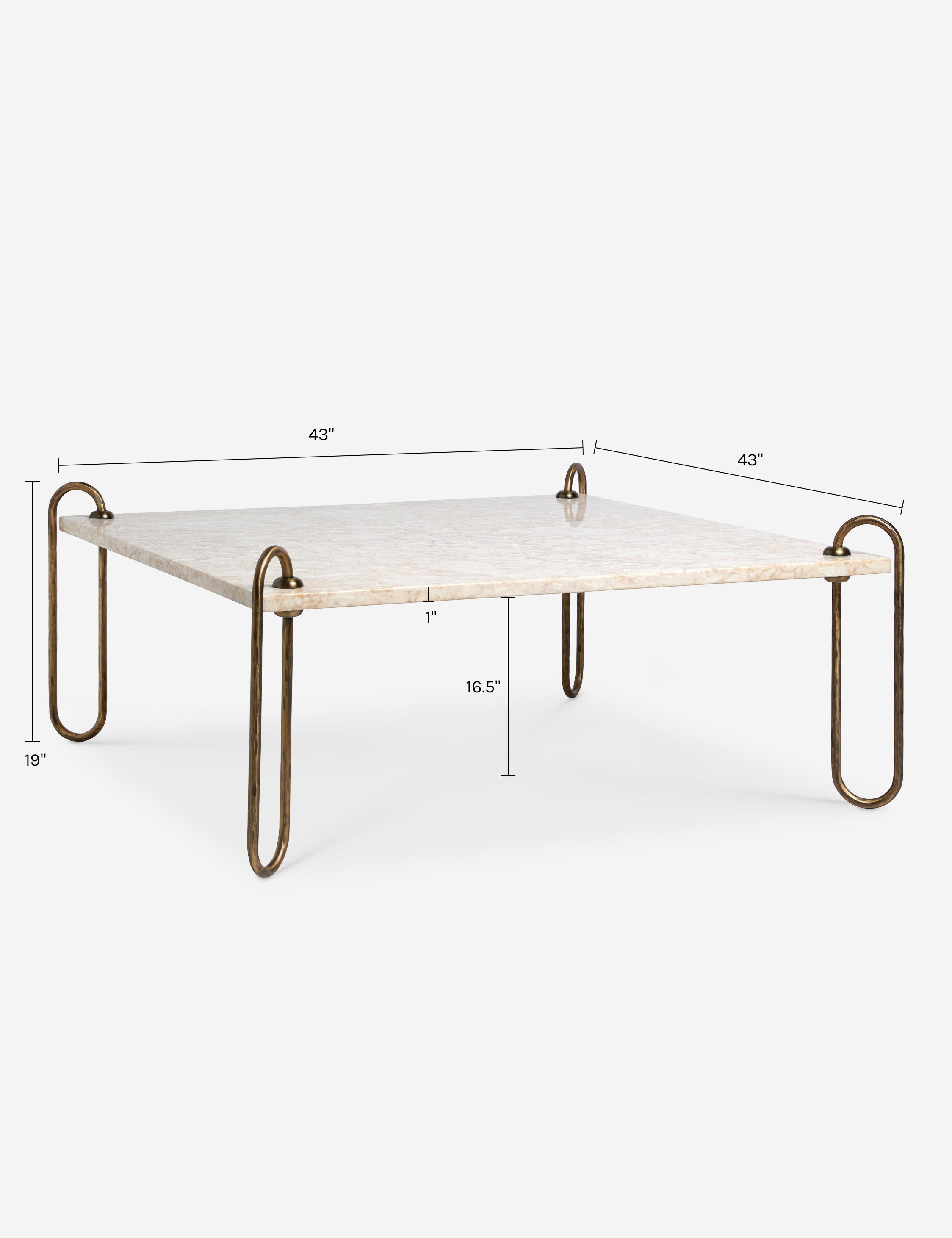 Kona Coffee Table | Ivory Marble Top, Bronze-Plated Legs