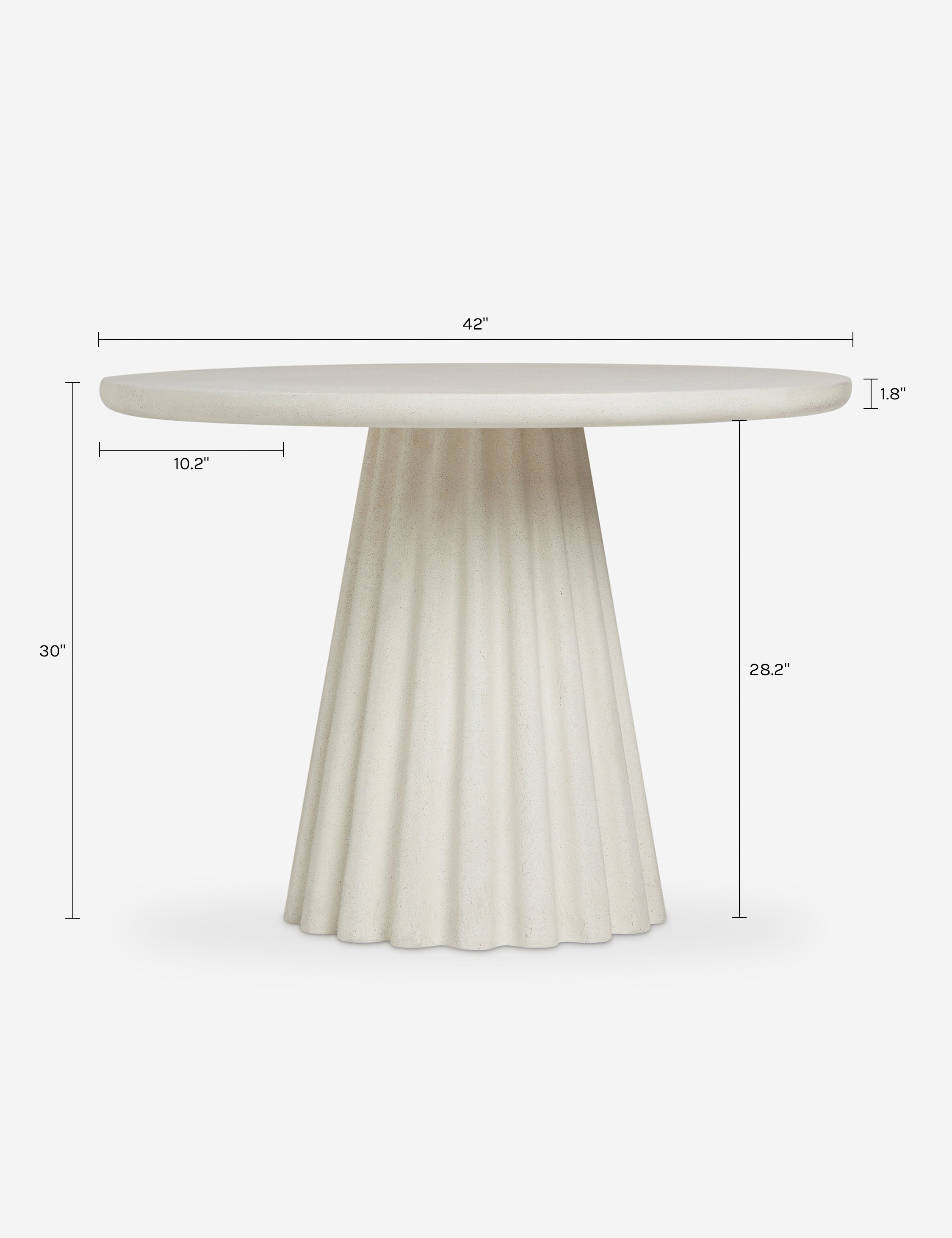 Luno Round Dining Table | Durable Concrete, Fluted Pedestal Base